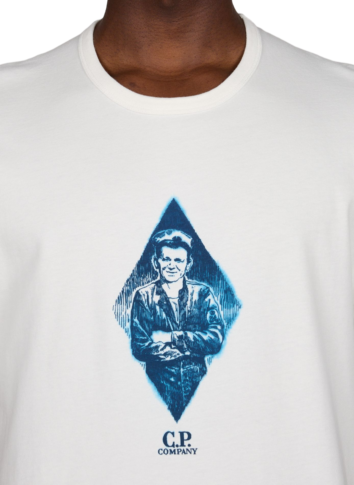 Straight printed cotton T-shirt CP COMPANY White