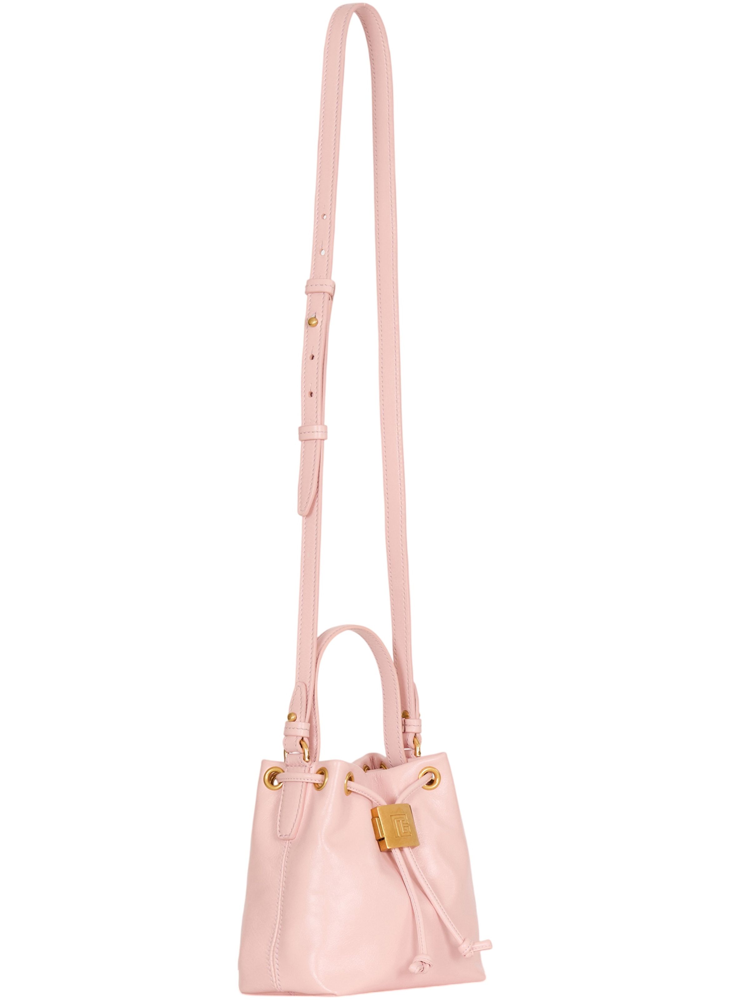 Sac pulse bucket en cuir lisse BALMAIN Rose