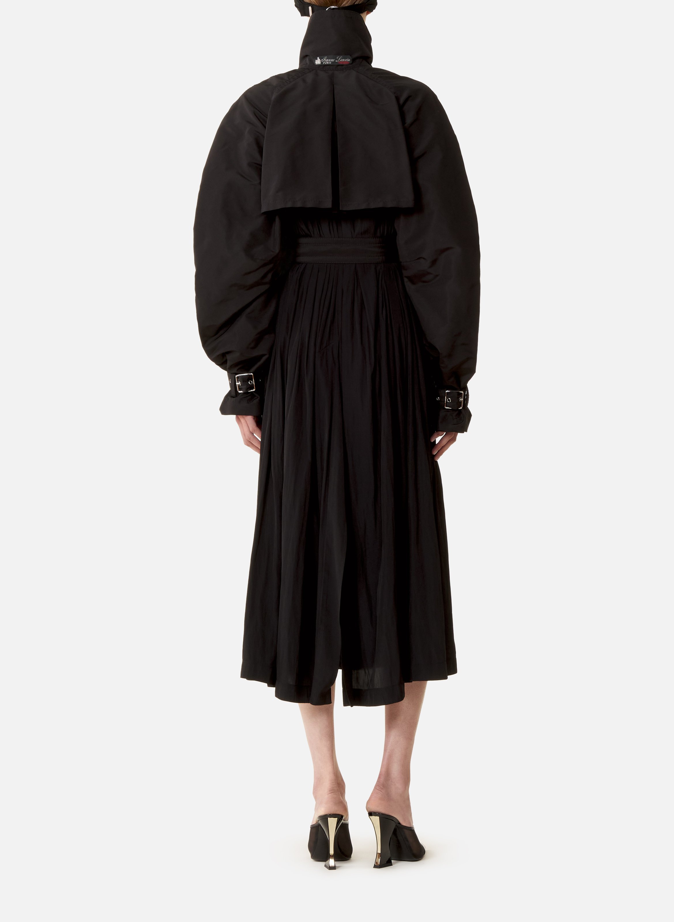 Trench bi-matière en faille de soie et charmeuse LANVIN Noir