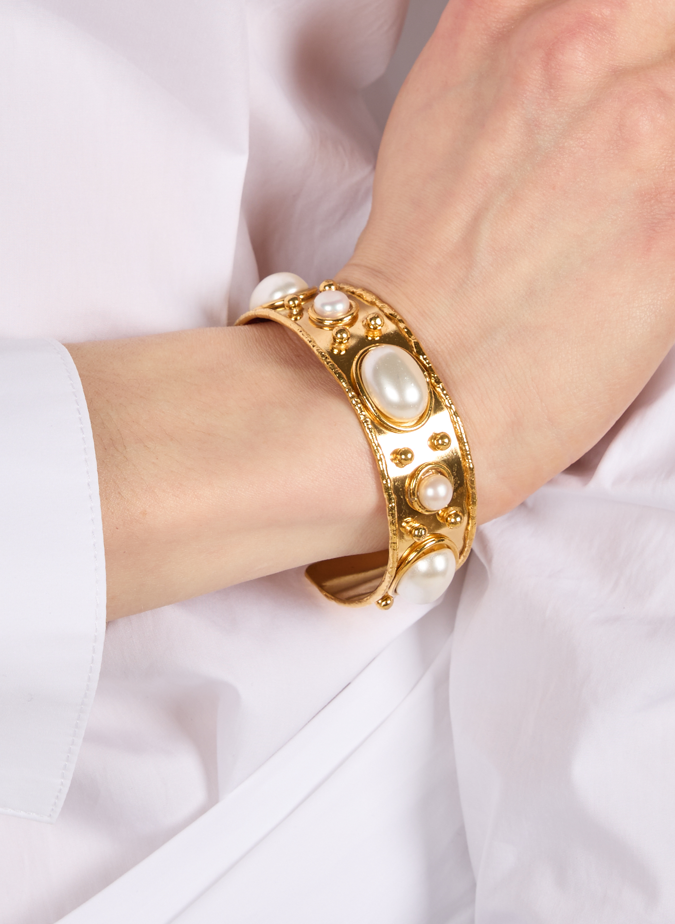 Bracelet manchette Byzantin en laiton SYLVIA TOLEDANO Doré