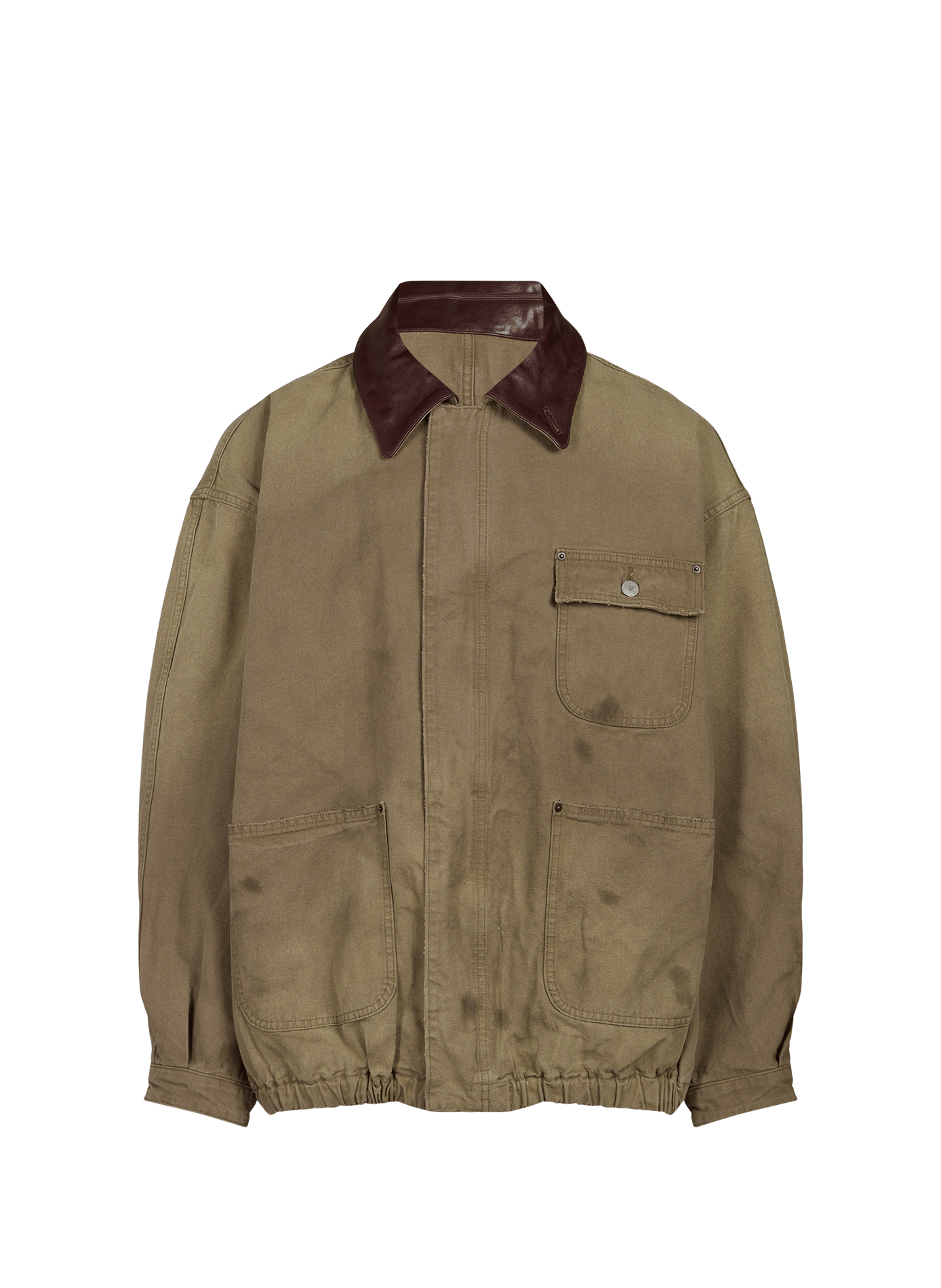 Cotton jacket adorned with leather details SSSTEIN Khaki