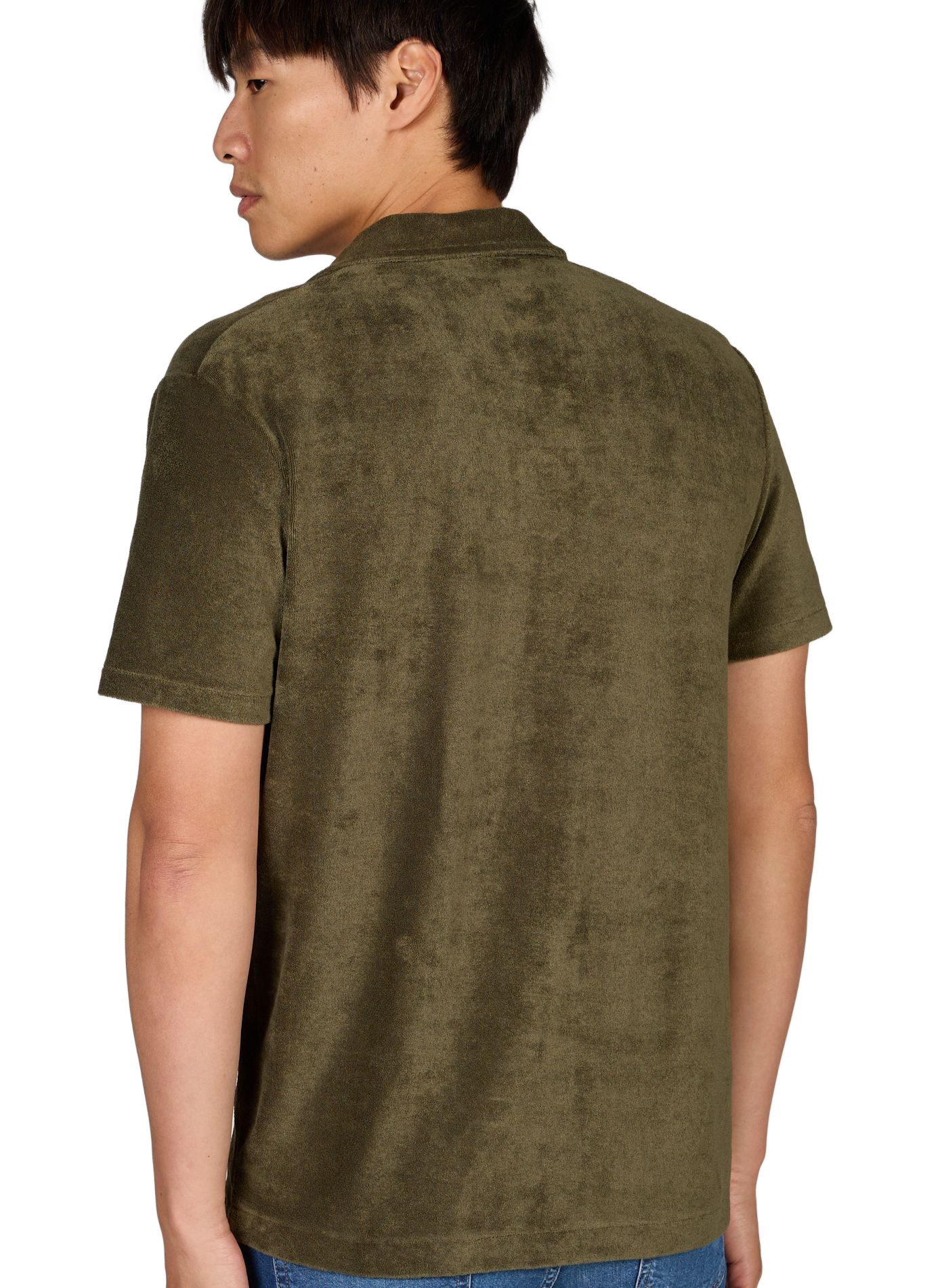 Short-sleeved cotton blend terry cloth polo STRELLSON Khaki