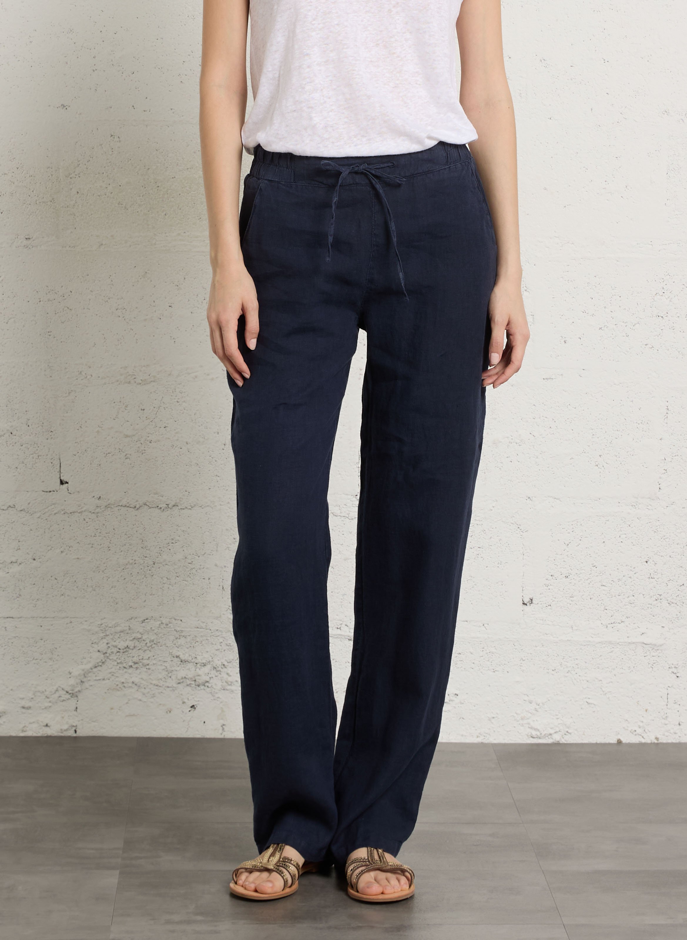 Pantalon droit en lin ARMOR-LUX Bleu