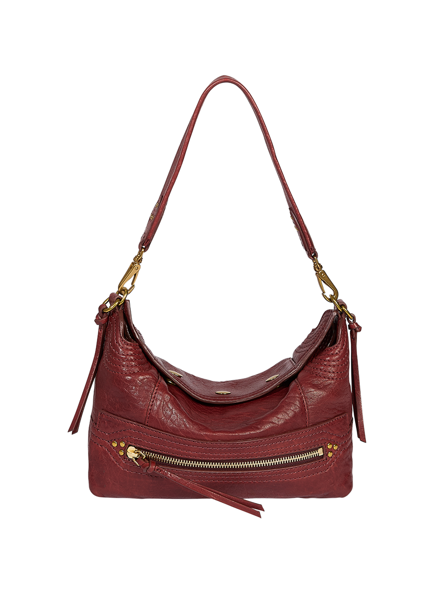 Sac Lucky Hobo Small en cuir d'agneau JÉRÔME DREYFUSS Rouge