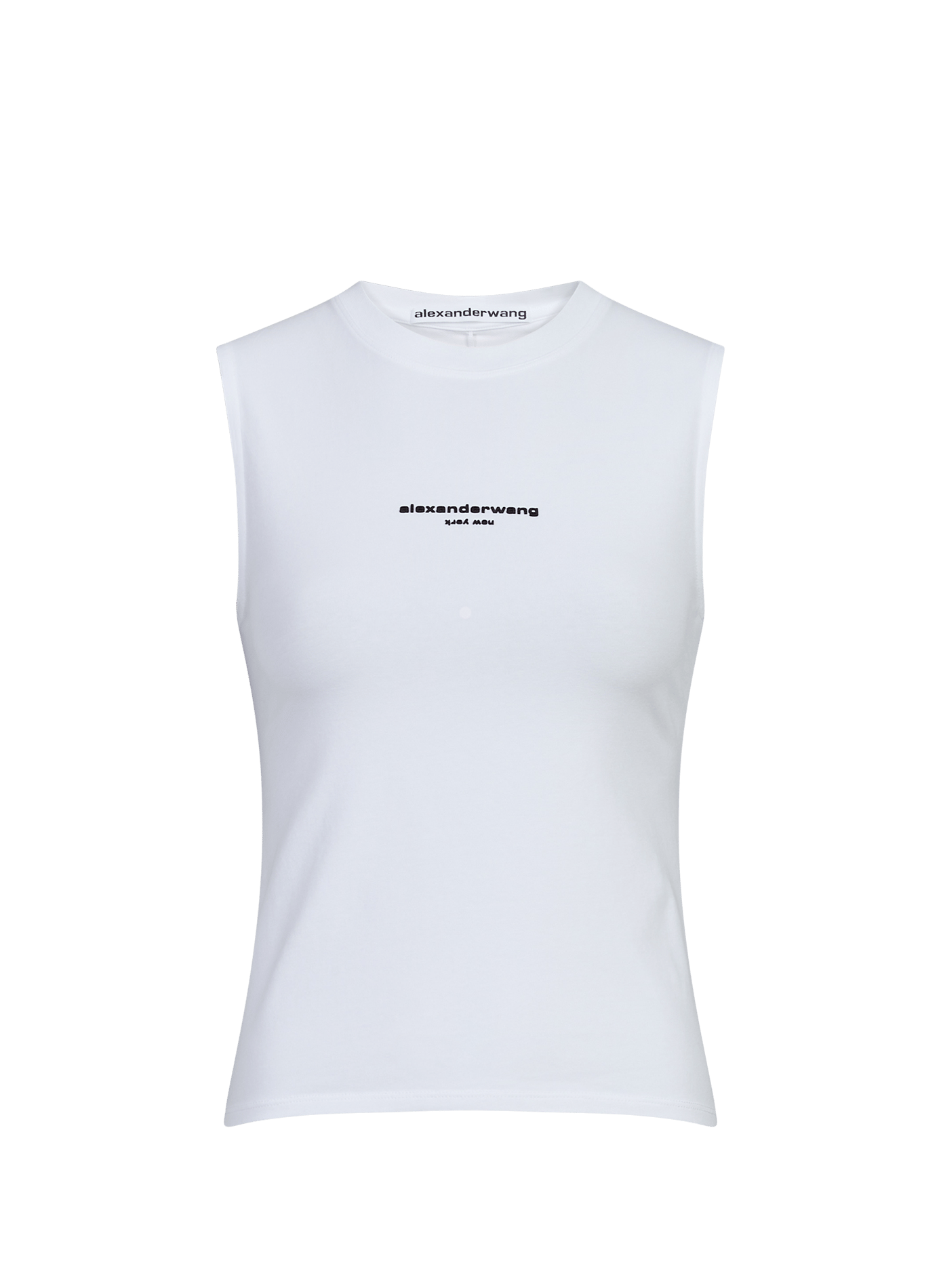 Round neck tank top in blended cotton ALEXANDER WANG White