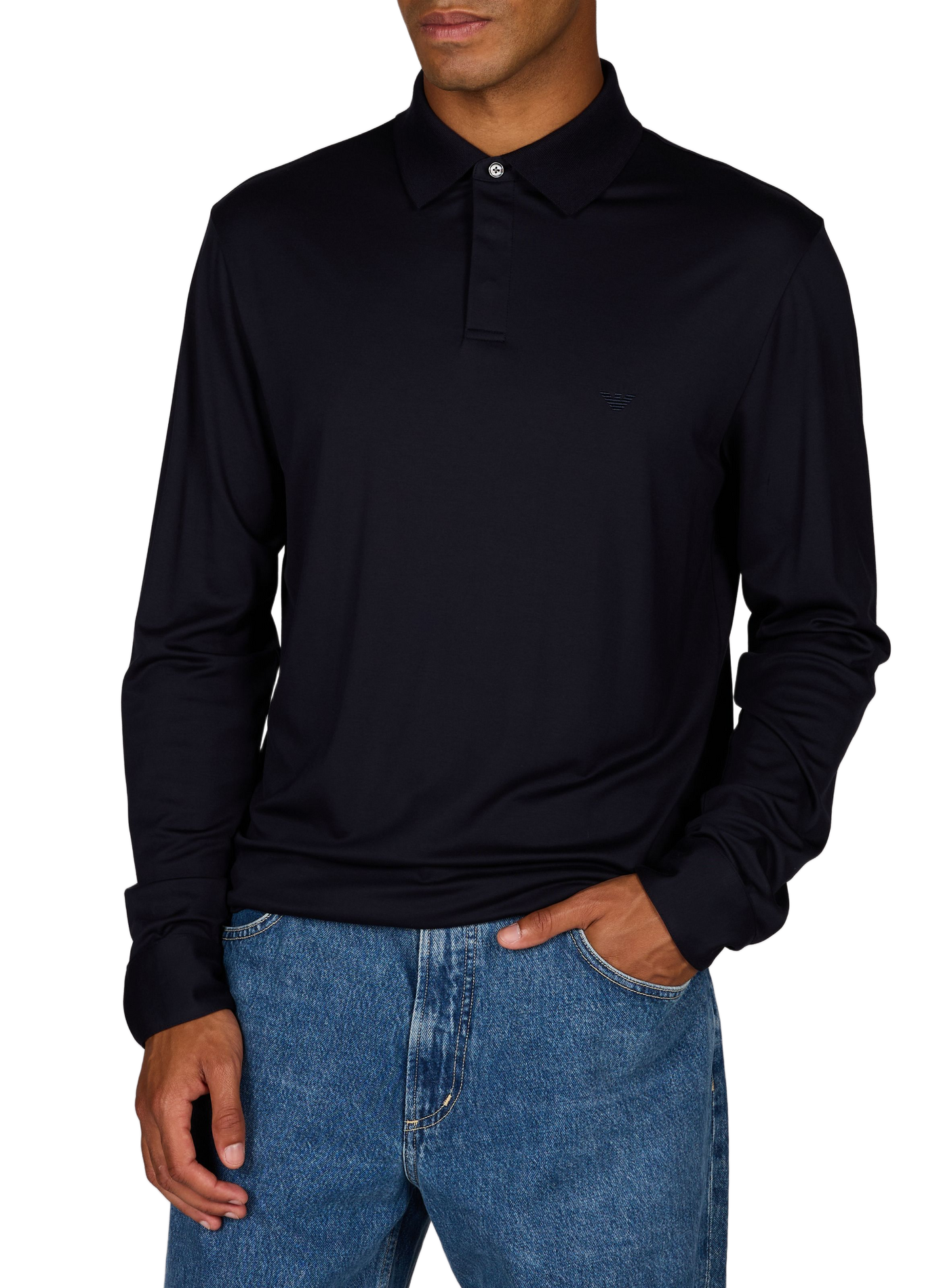 Polo regular-fit à manches longues EMPORIO ARMANI Bleu