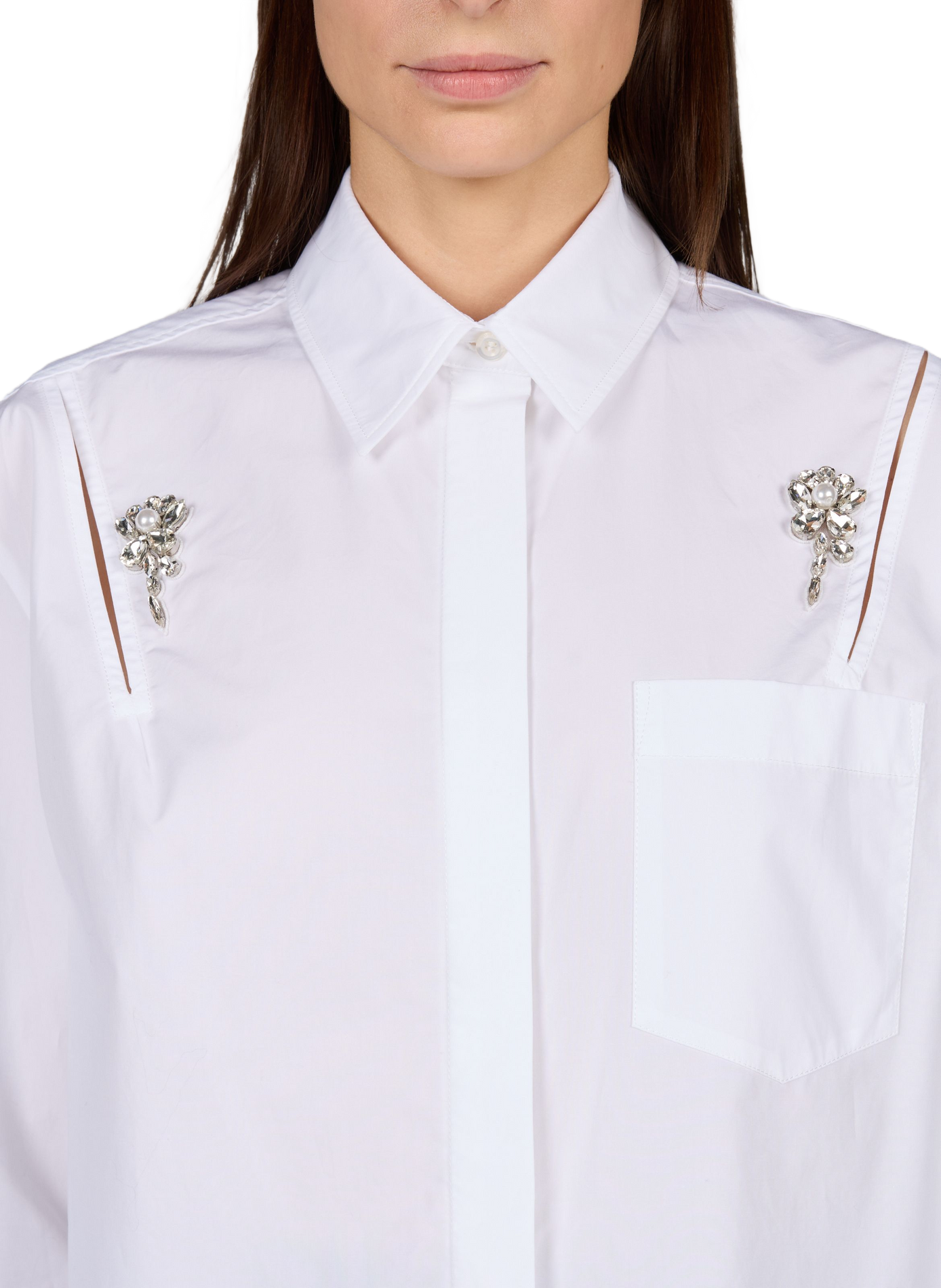 Camicia ampia con gioielli in cotone SIMONE ROCHA Bianco