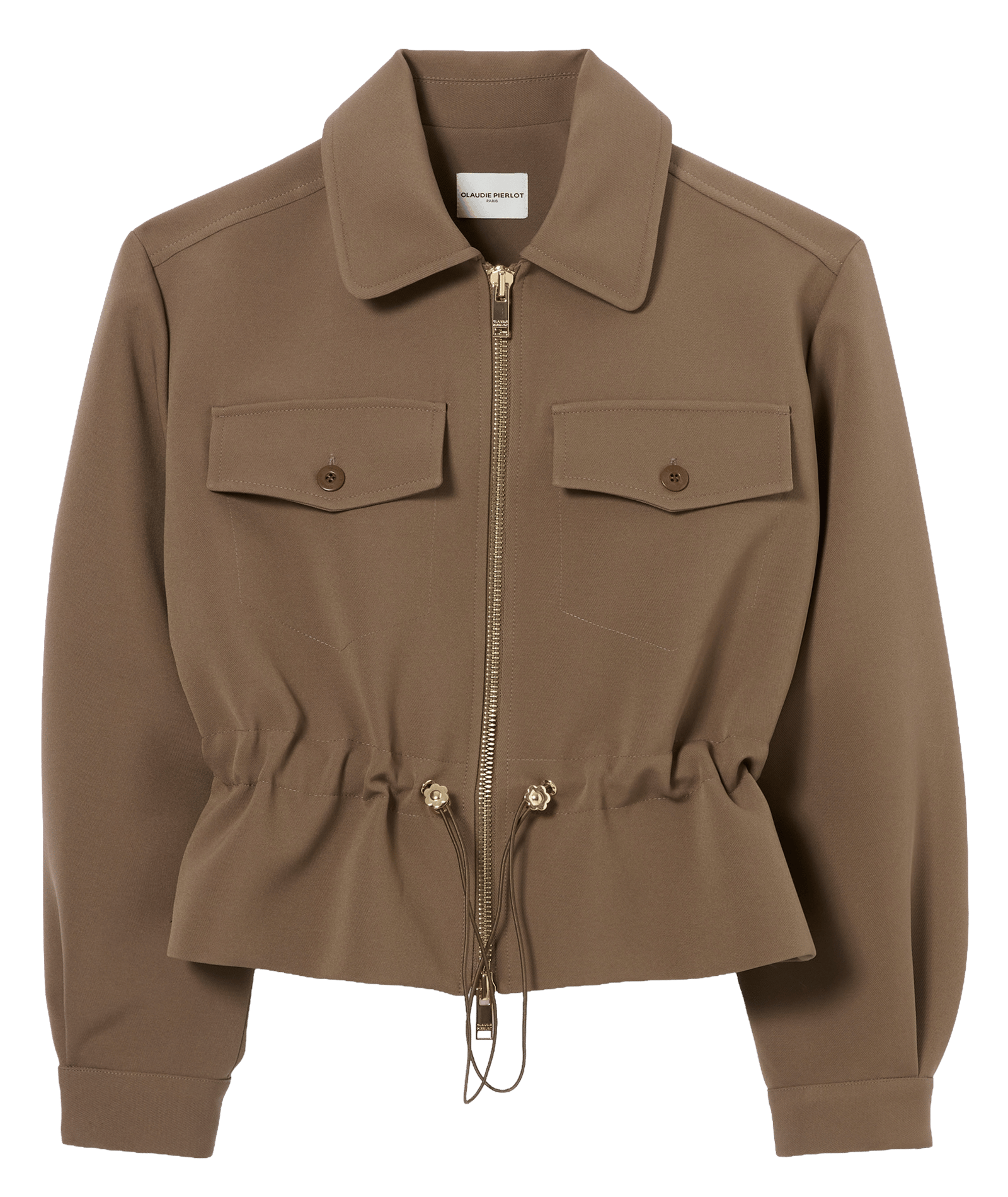 Blouson cintré manches longues uni CLAUDIE PIERLOT Kaki
