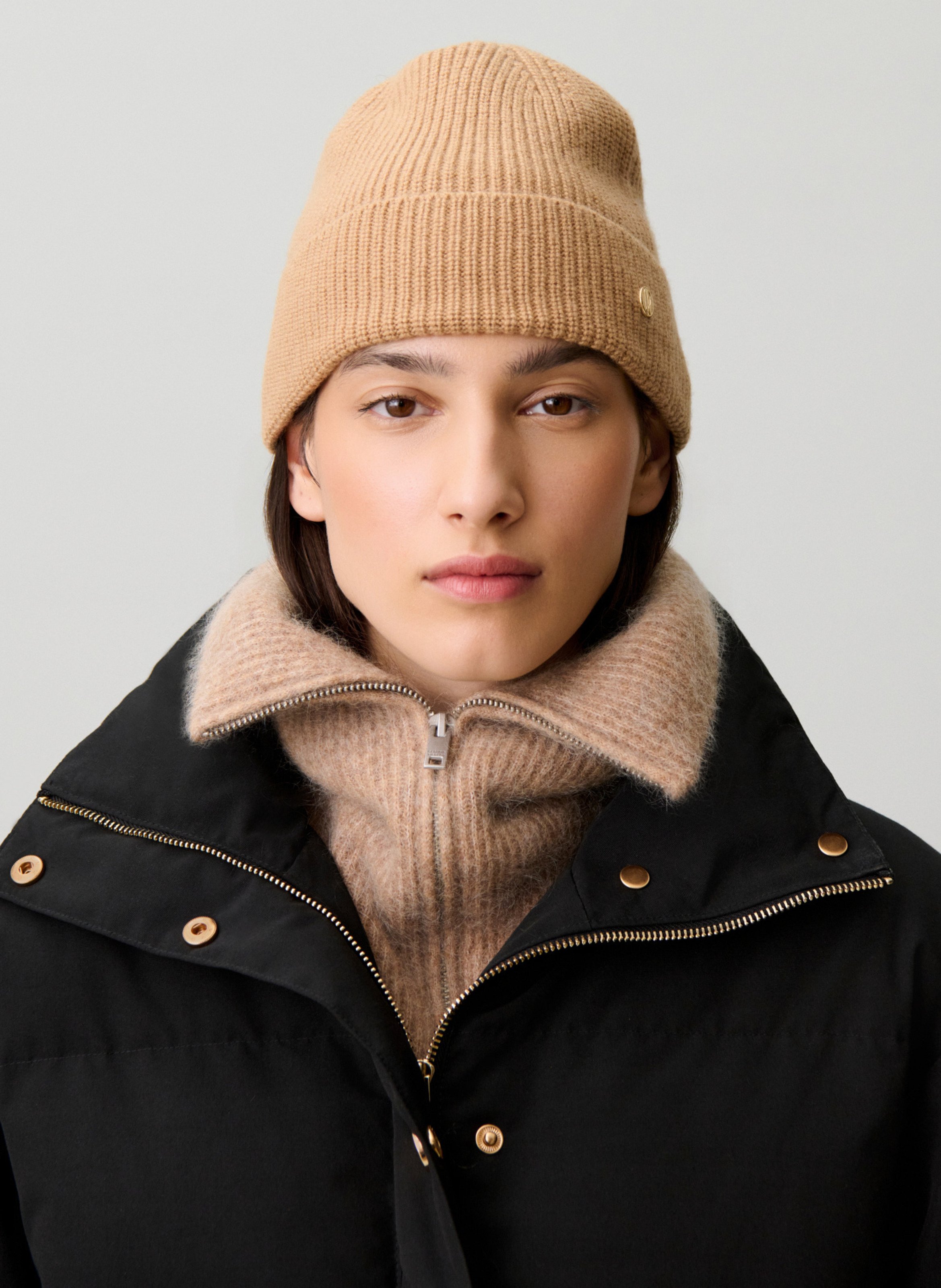 Bonnet en laine et cachemire CLAUDIE PIERLOT Beige