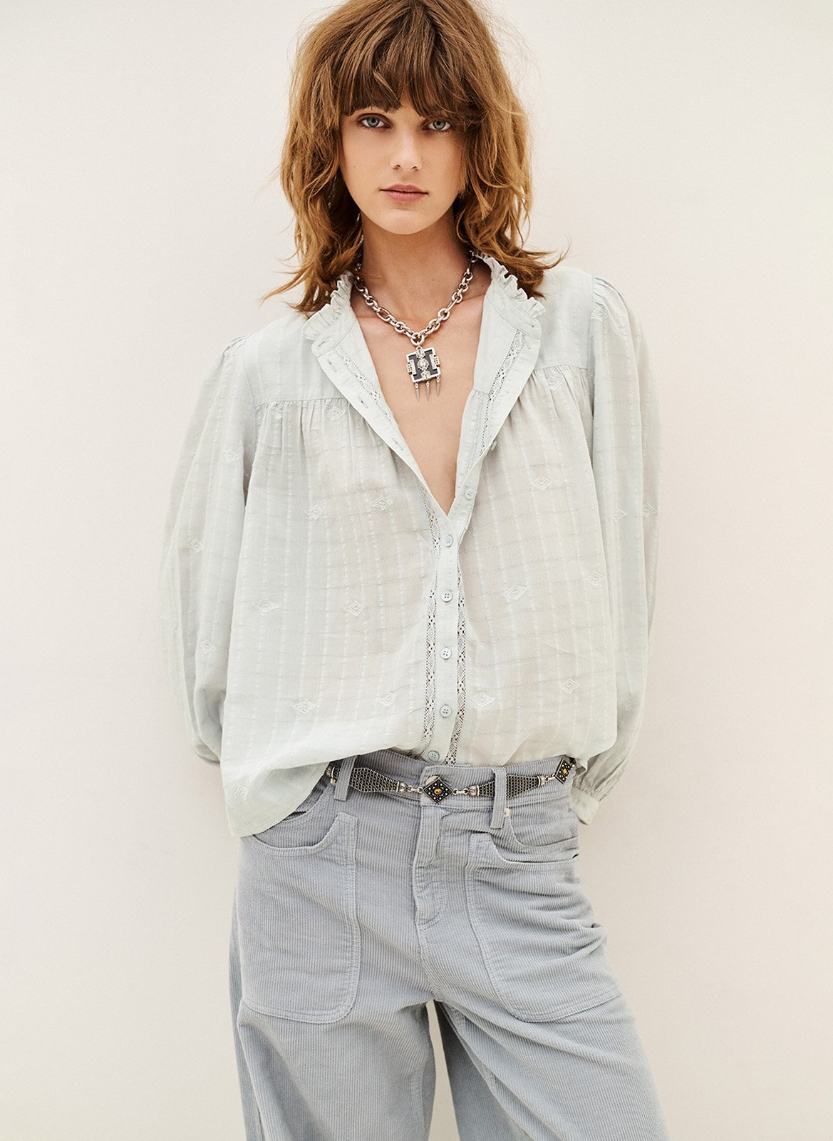 Chemise ample en coton mélangé melody BA&SH Bleu