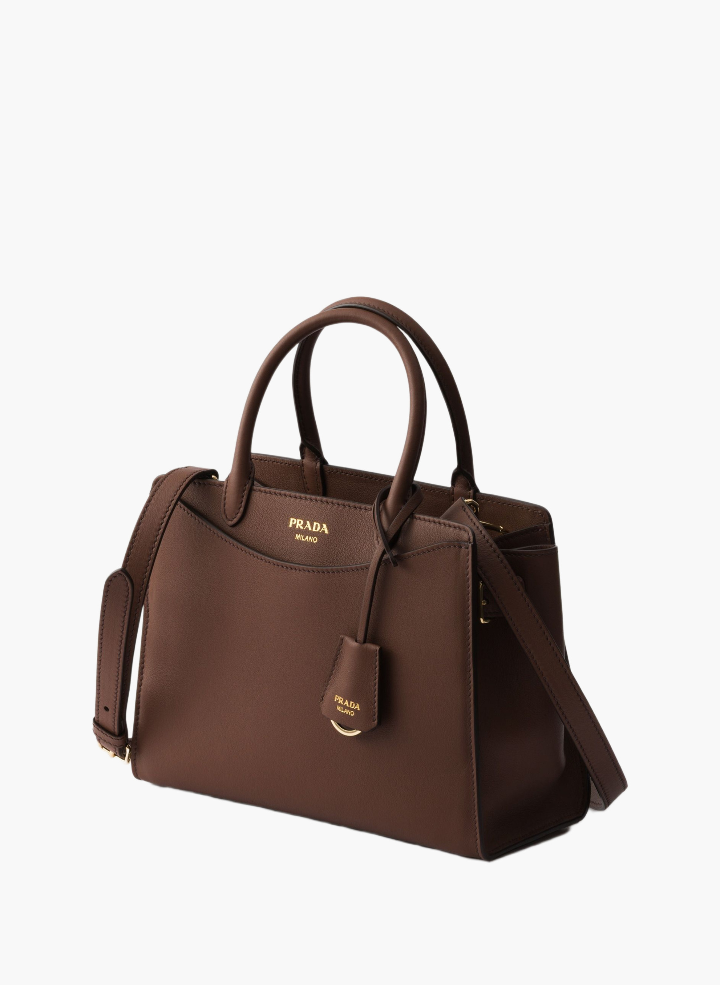 Sac à main prada prelude en cuir de taille moyenne PRADA Marron