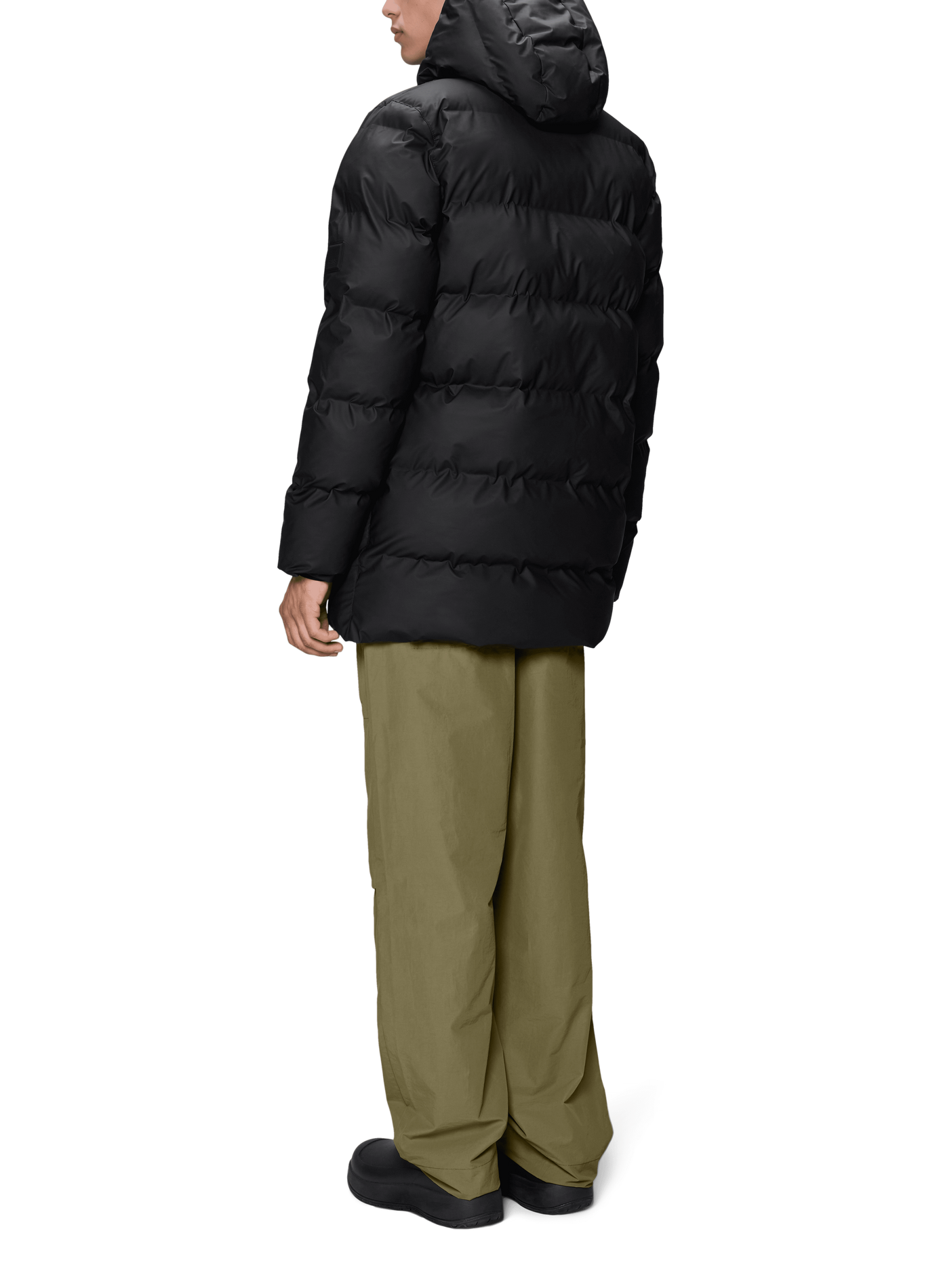 Hooded padded jacket | Black RAINS Men