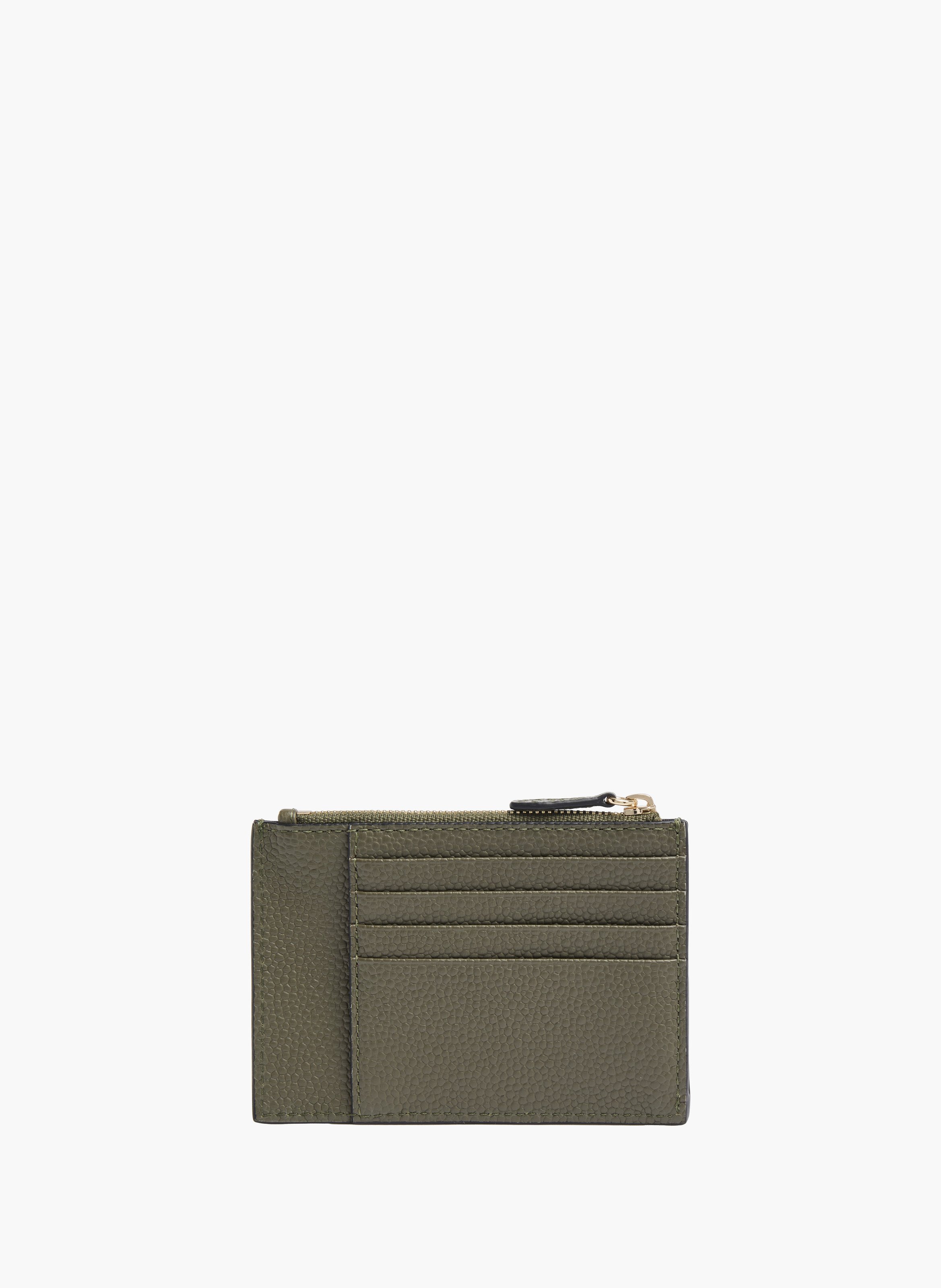 Porte-cartes à fermeture éclair de la collection ninon de lancel, en cuir de vachette grainé et lisse. LANCEL Vert