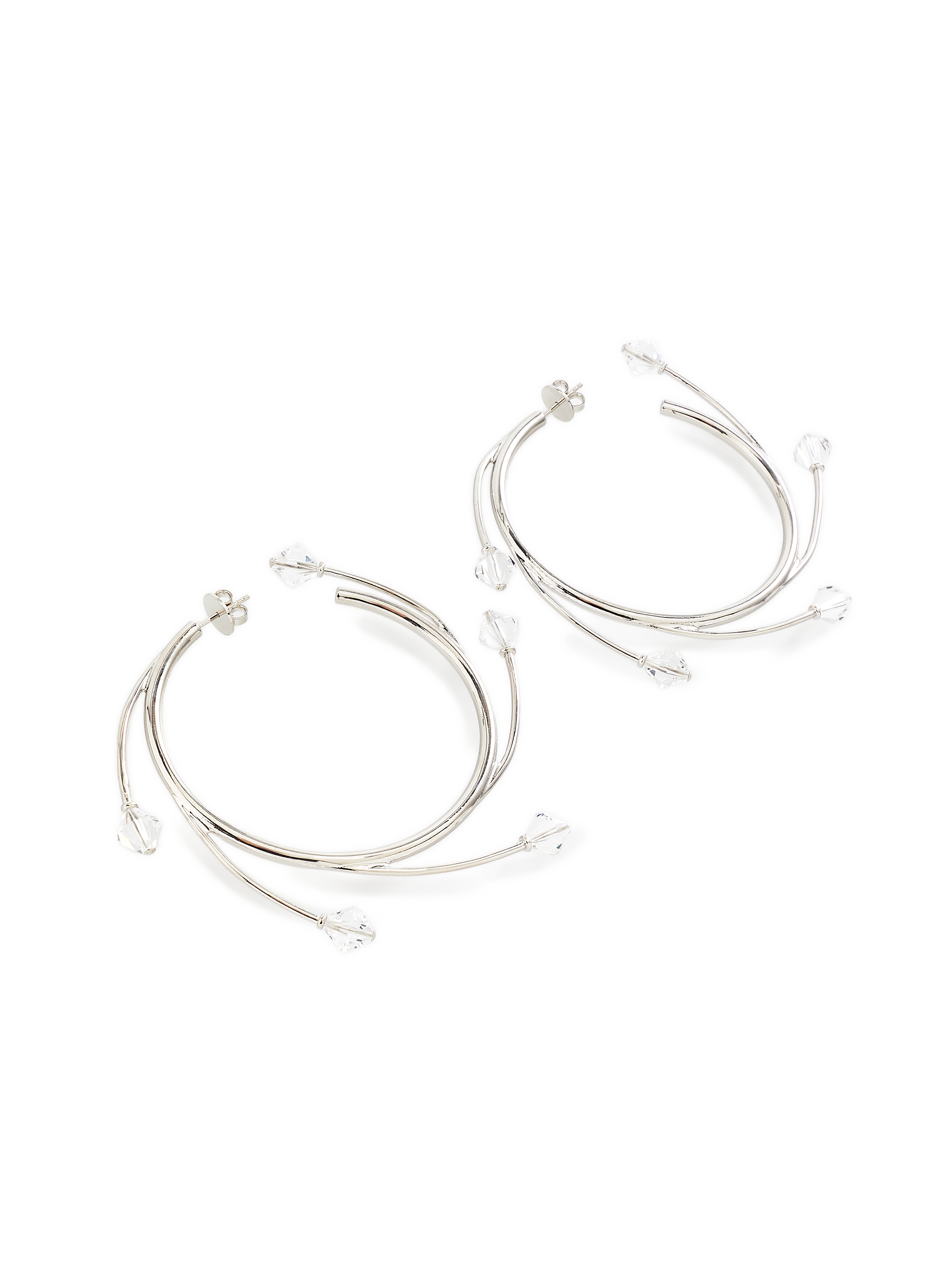 Boucles d&#039;oreilles en laiton et cristal HUGO KREIT Argent