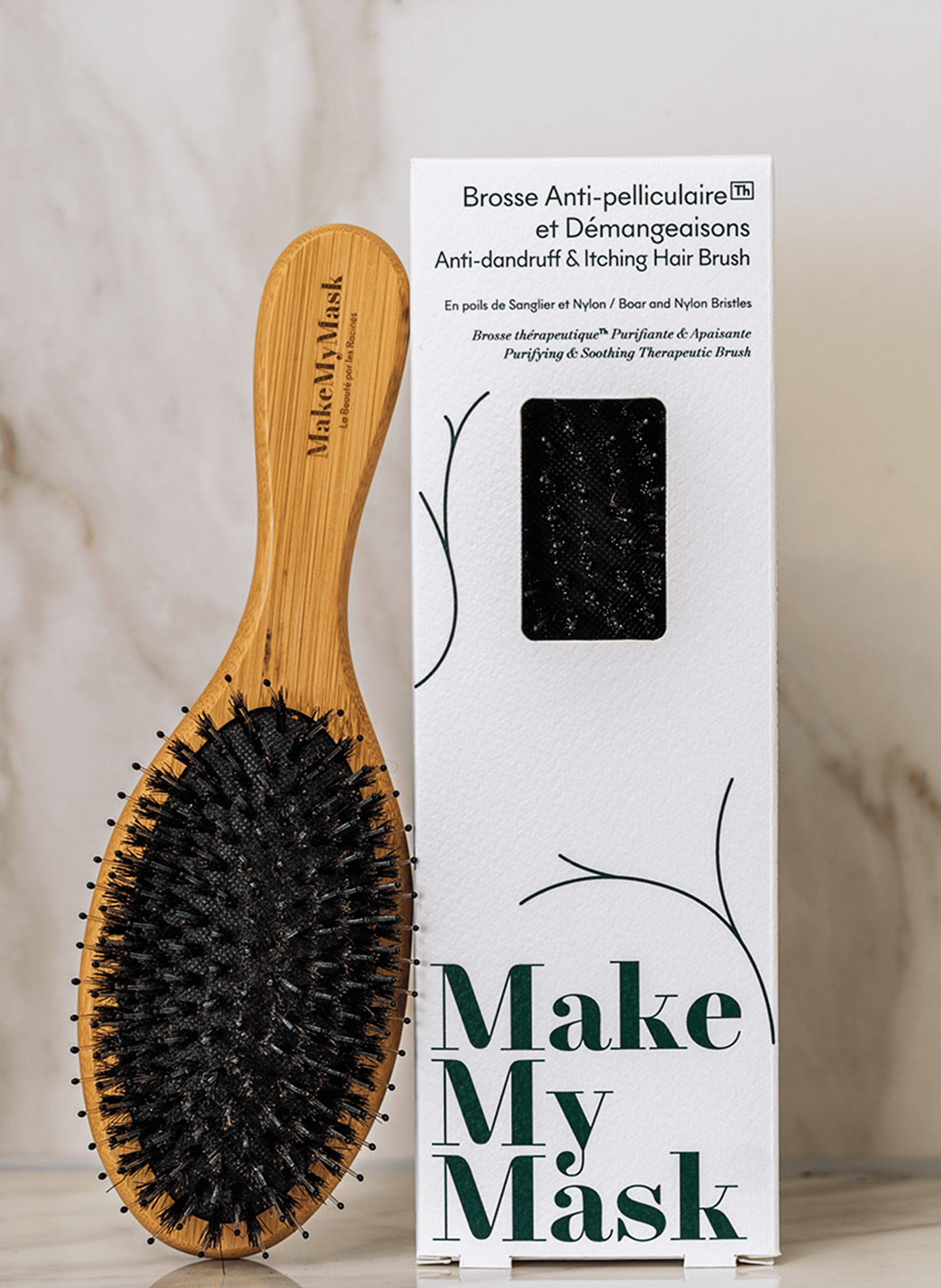 Anti-Dandruff Brush with Boar Bristles and Nylon MAKE MY MASK No color