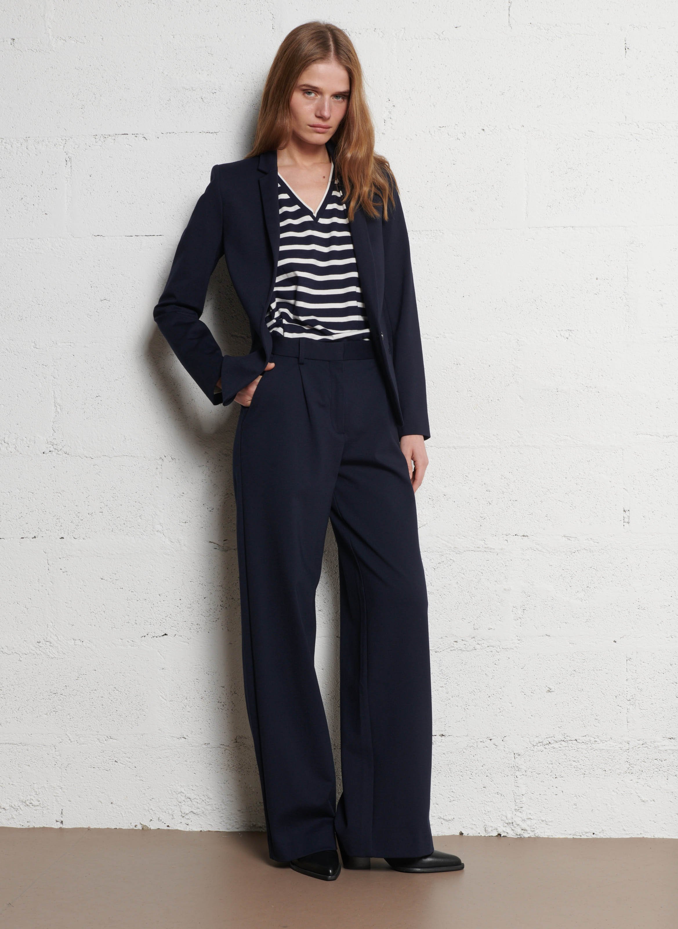 Pantalon droit taille mi-haute confort IKKS Bleu
