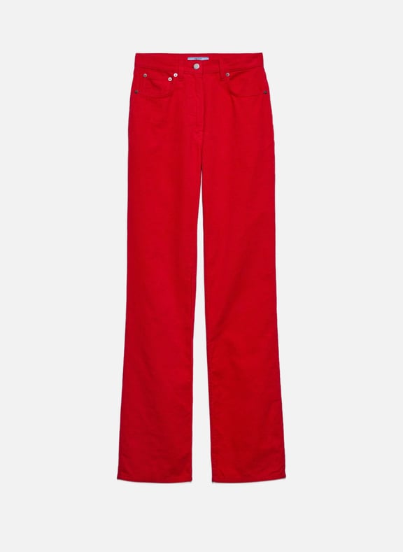 Pantalon à cinq poches en velours côtelé Rouge by PRADA PRADA Pantalon à cinq poches en velours côtelé Rouge