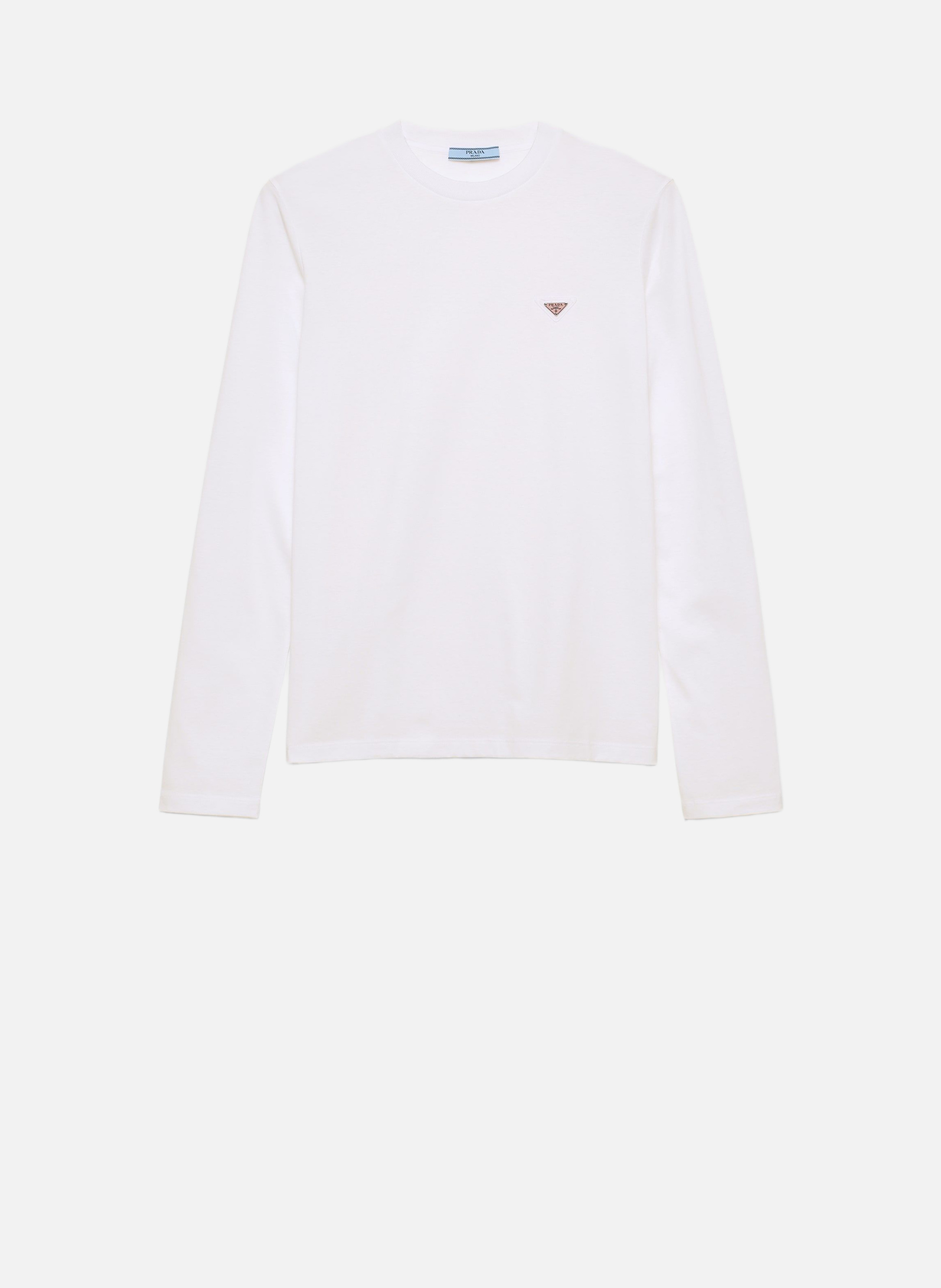 T-shirt à manches longues en jersey PRADA Blanc