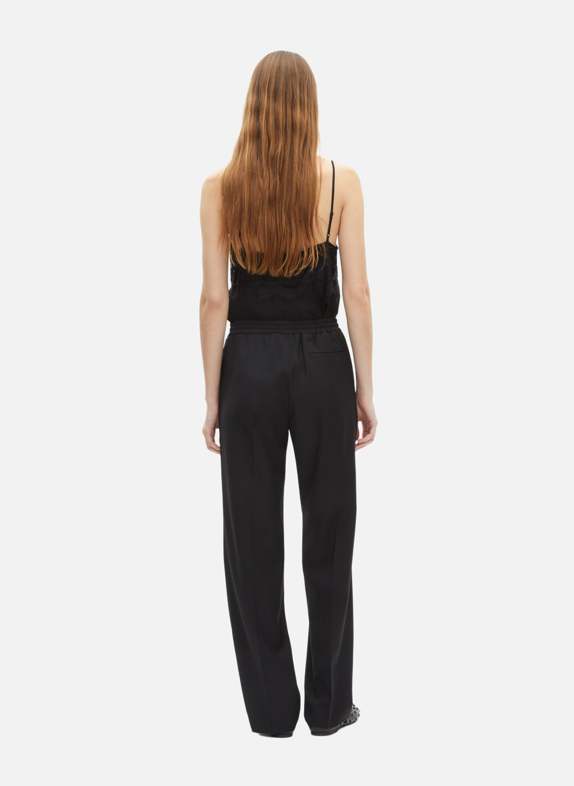 Pantalon droit en laine THE KOOPLES Noir