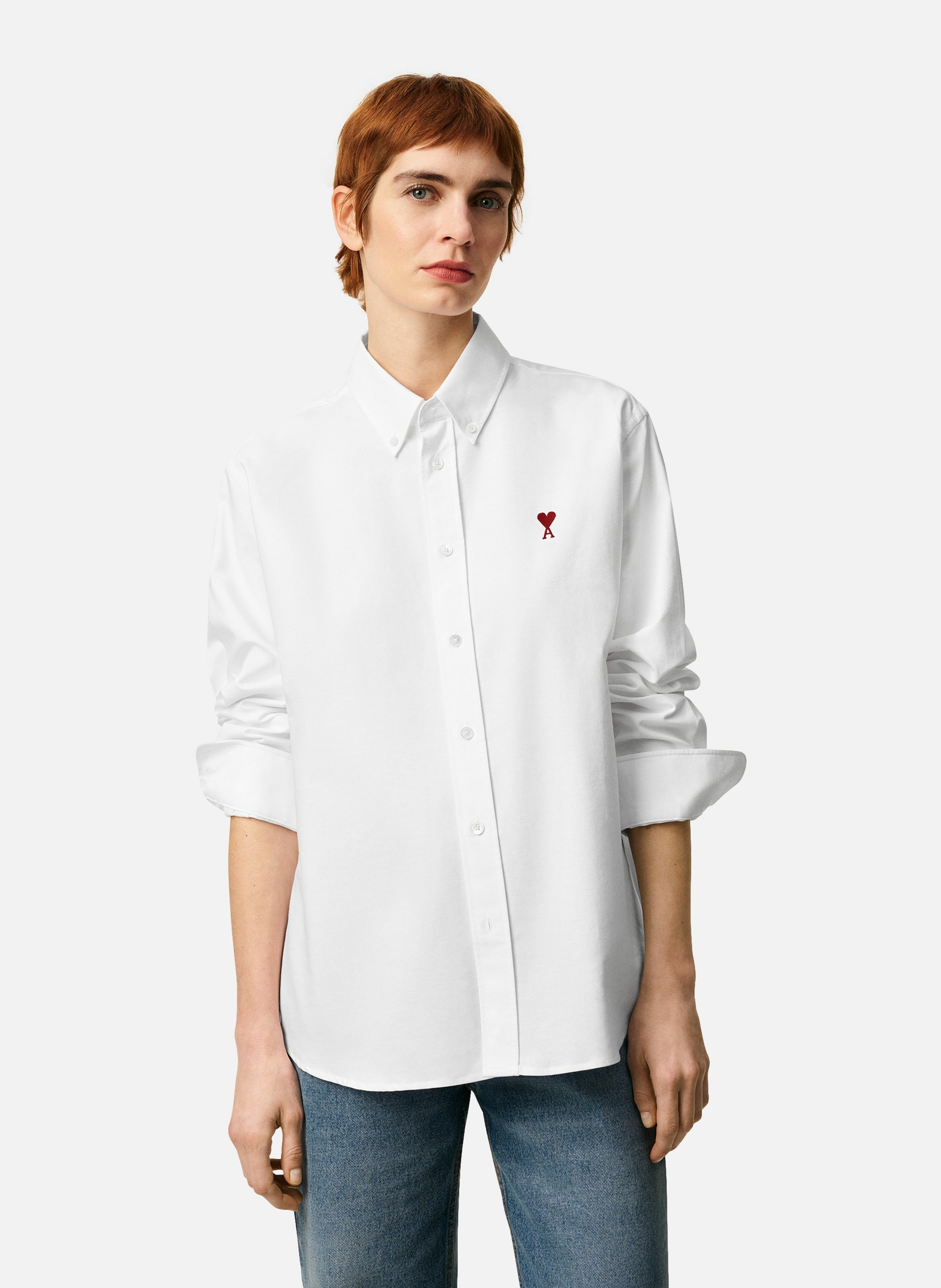 Chemise col boutonné ami de coeur unisexe AMI PARIS Blanc