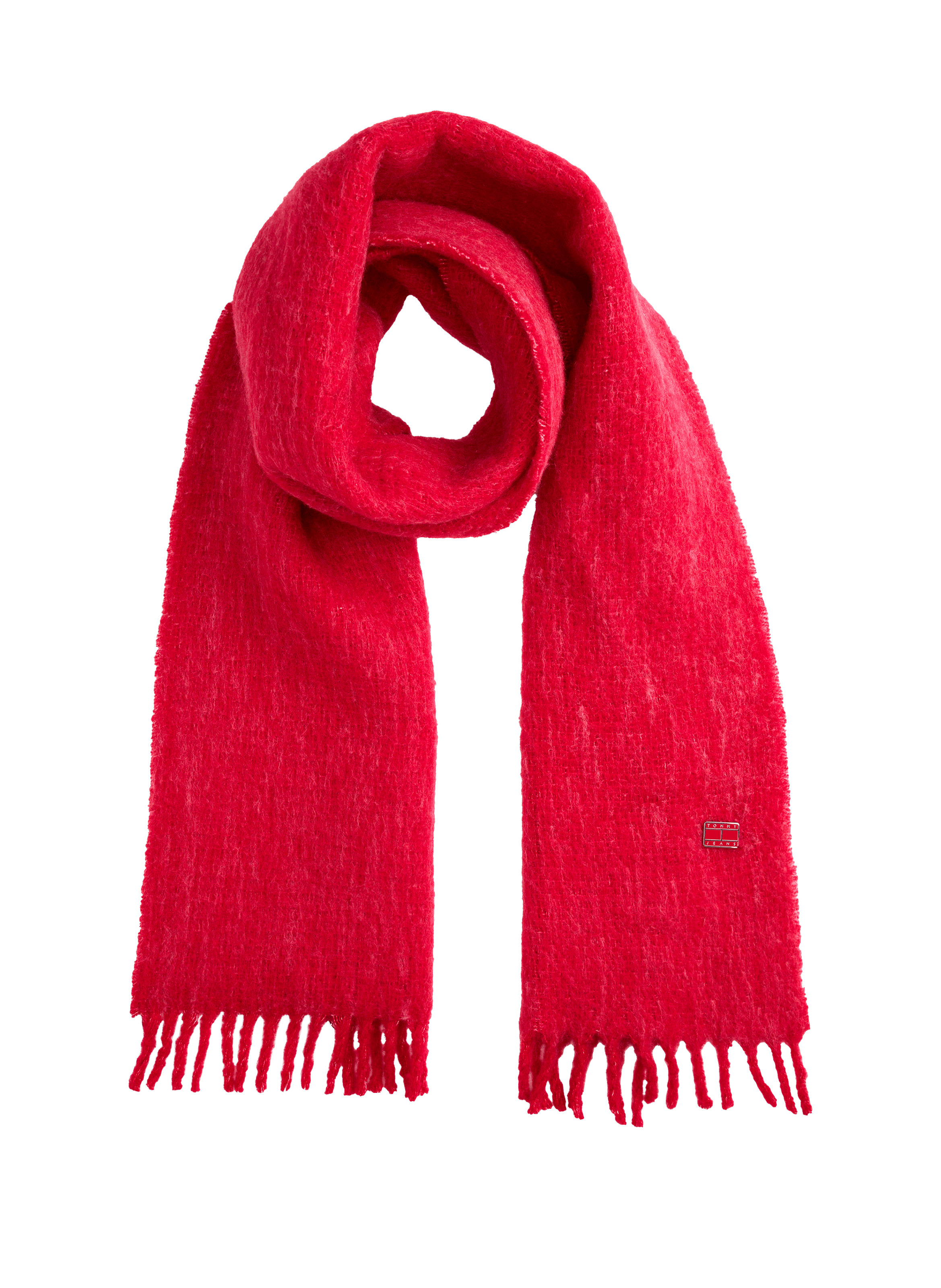 TOMMY HILFIGER Echarpe frangée en laine mélangée Red