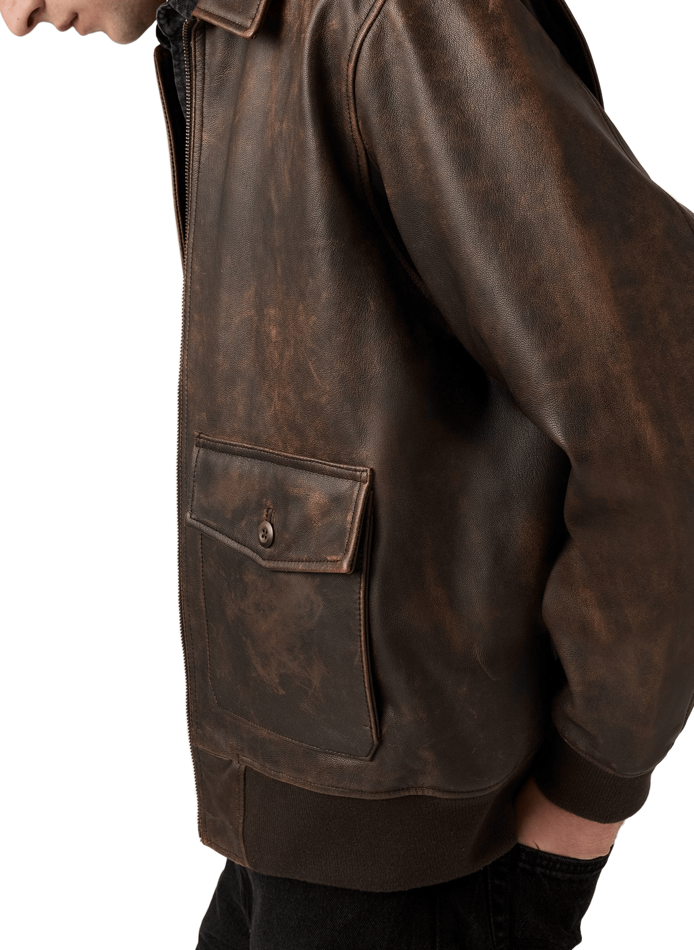 Blouson style aviateur en cuir LEVI'S Marron