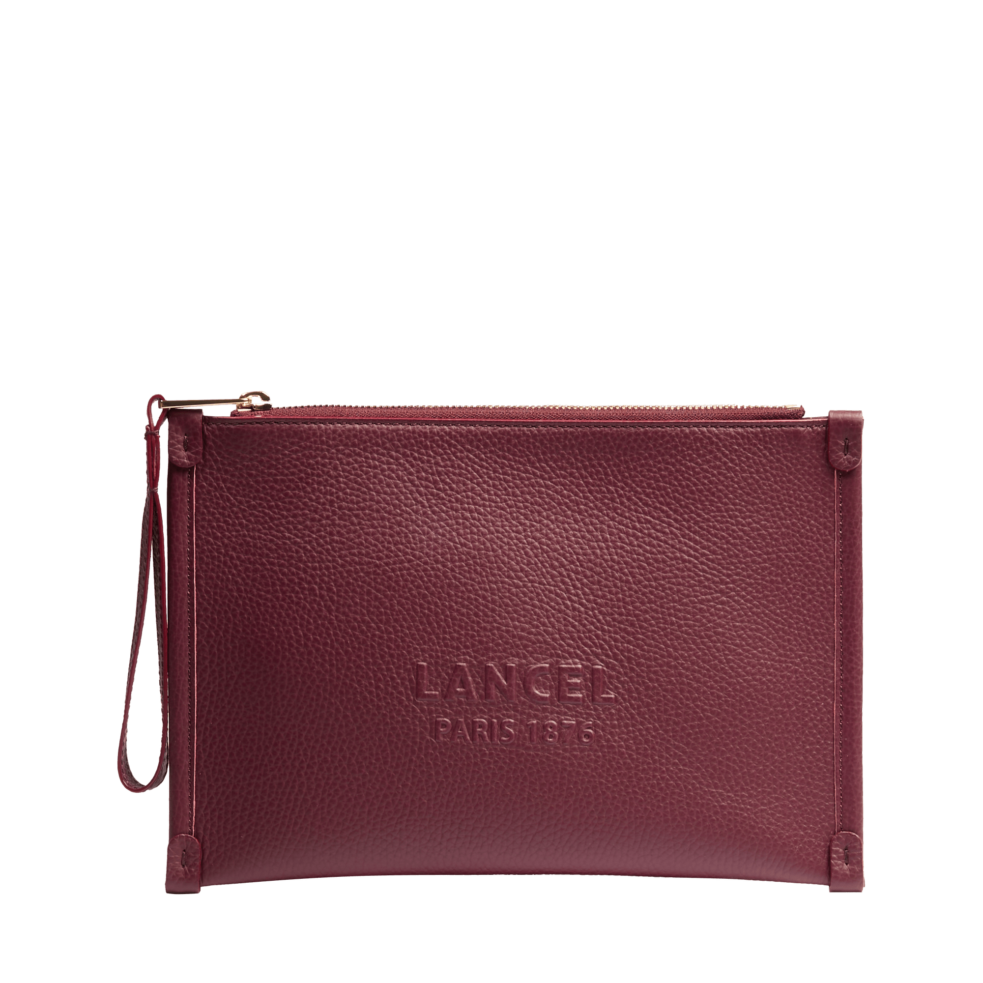 LANCEL Pochette zippée s avec dragonne jour de lancel en cuir Violet