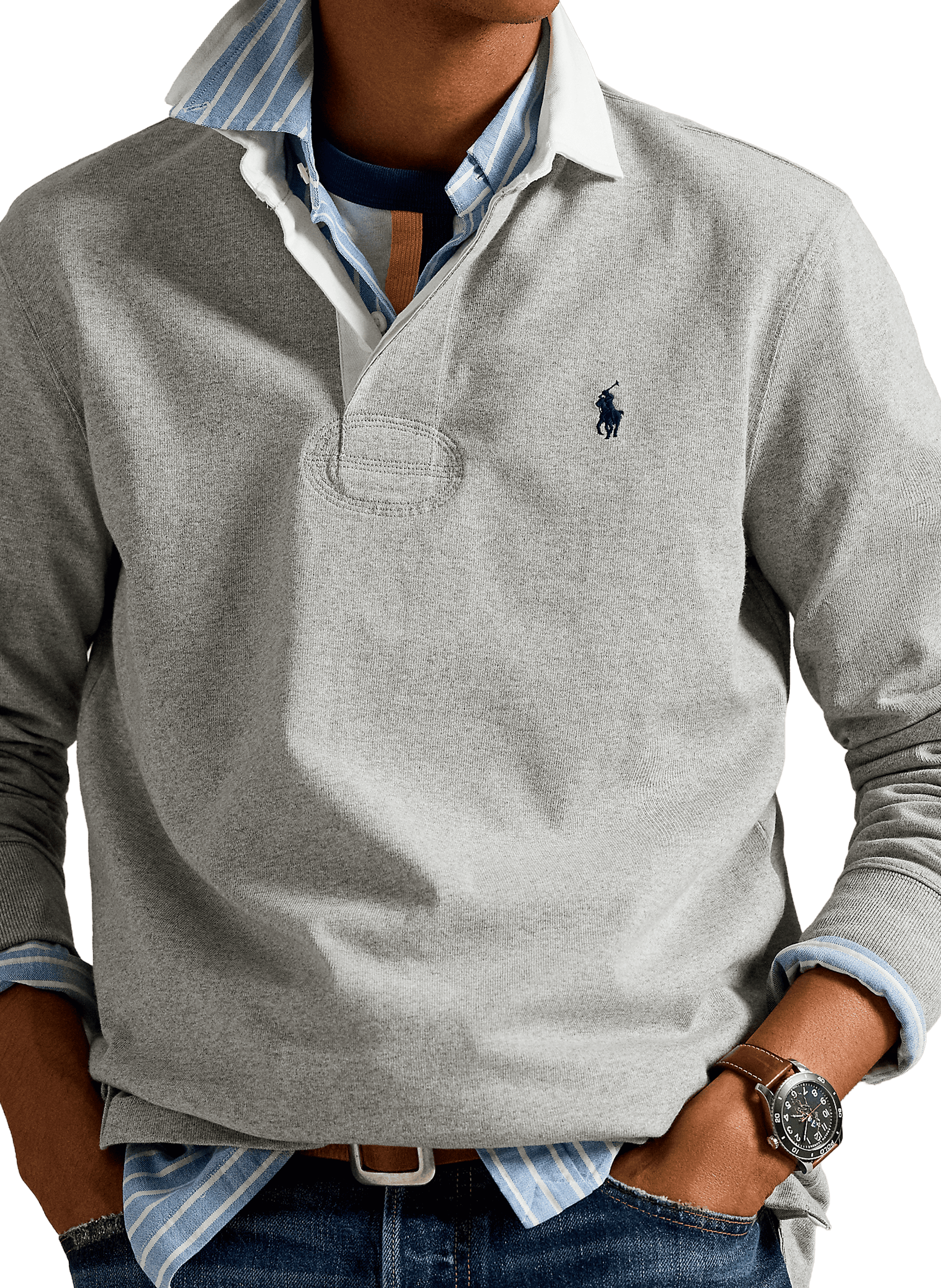 Long-sleeved cotton polo shirt POLO RALPH LAUREN Grey