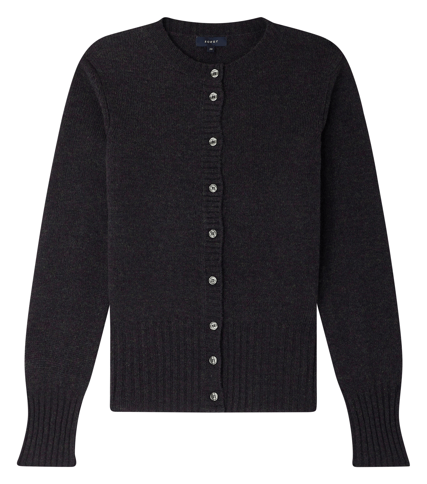 Cardigan droit col rond en laine Fugu SOEUR Violet