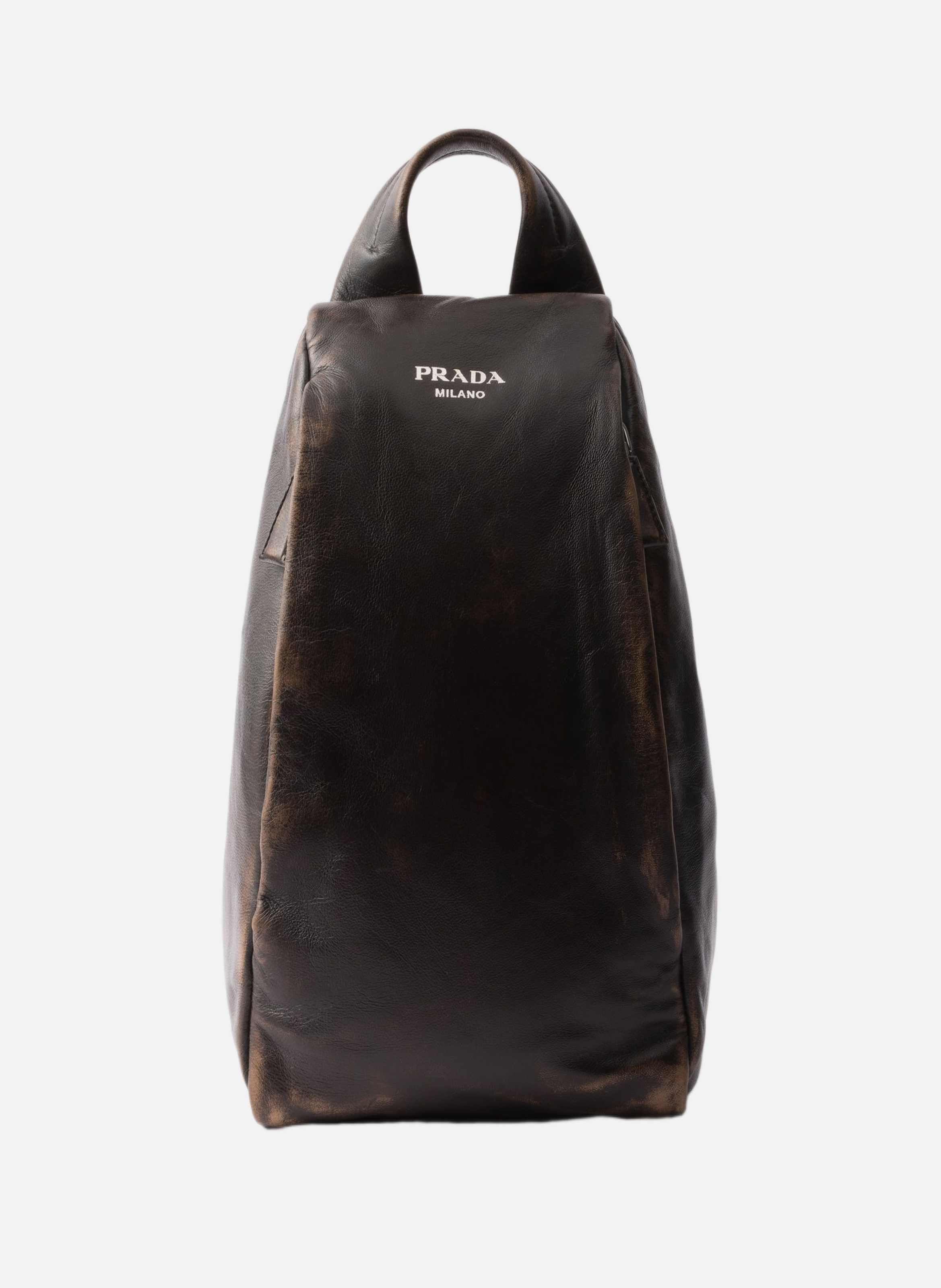 Sac à dos en cuir nappa PRADA Marron