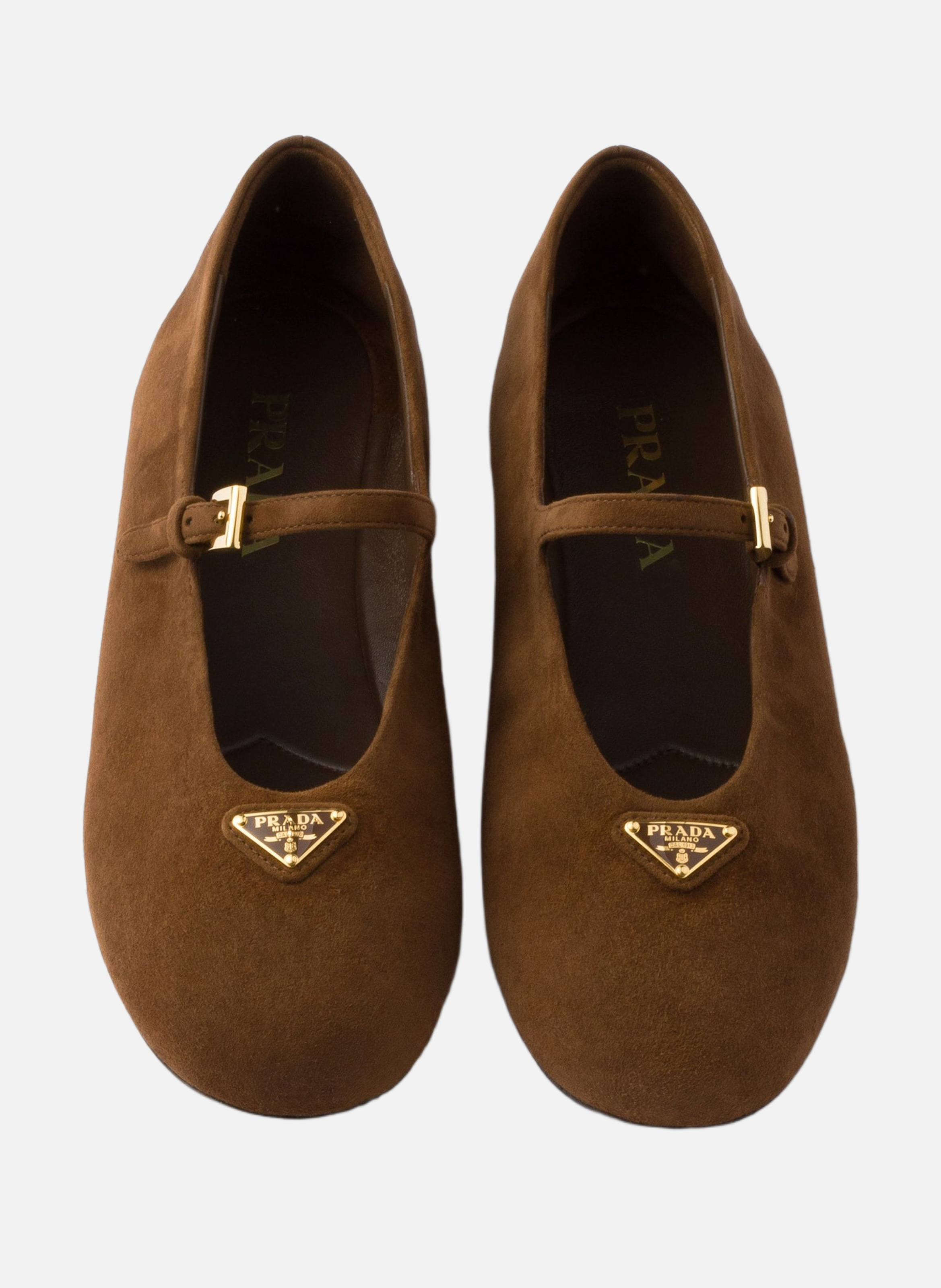 Ballerines en veau velours PRADA Marron