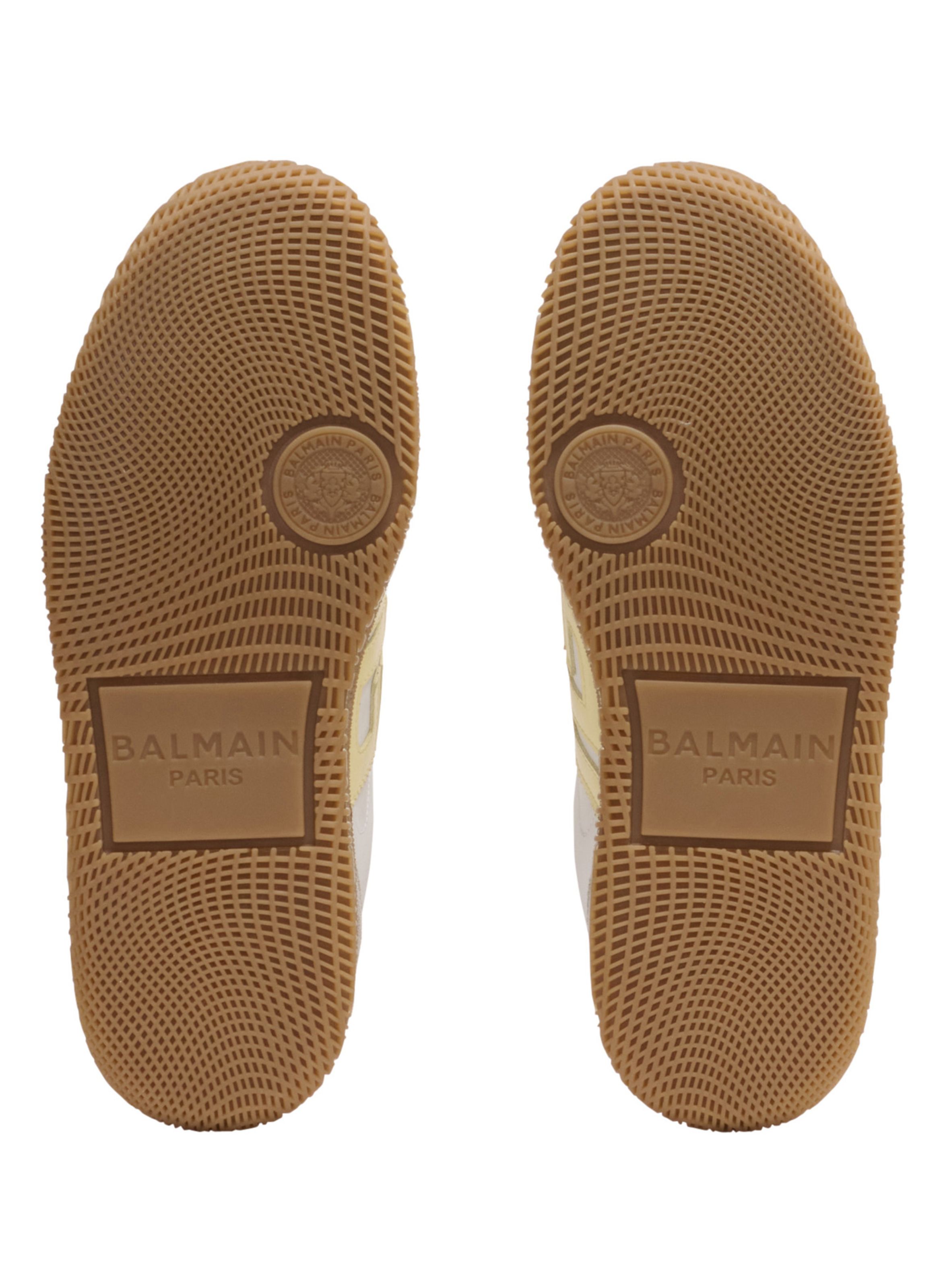 Baskets swan en cuir de veau et nylon BALMAIN Blanc