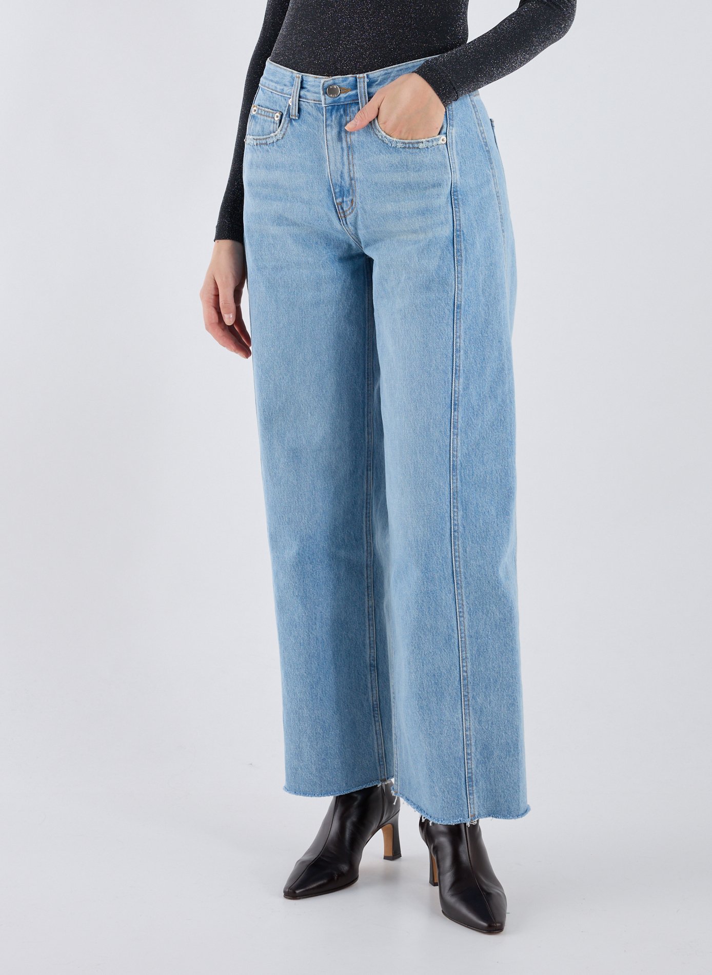 R2W Straight cotton jeans Blue