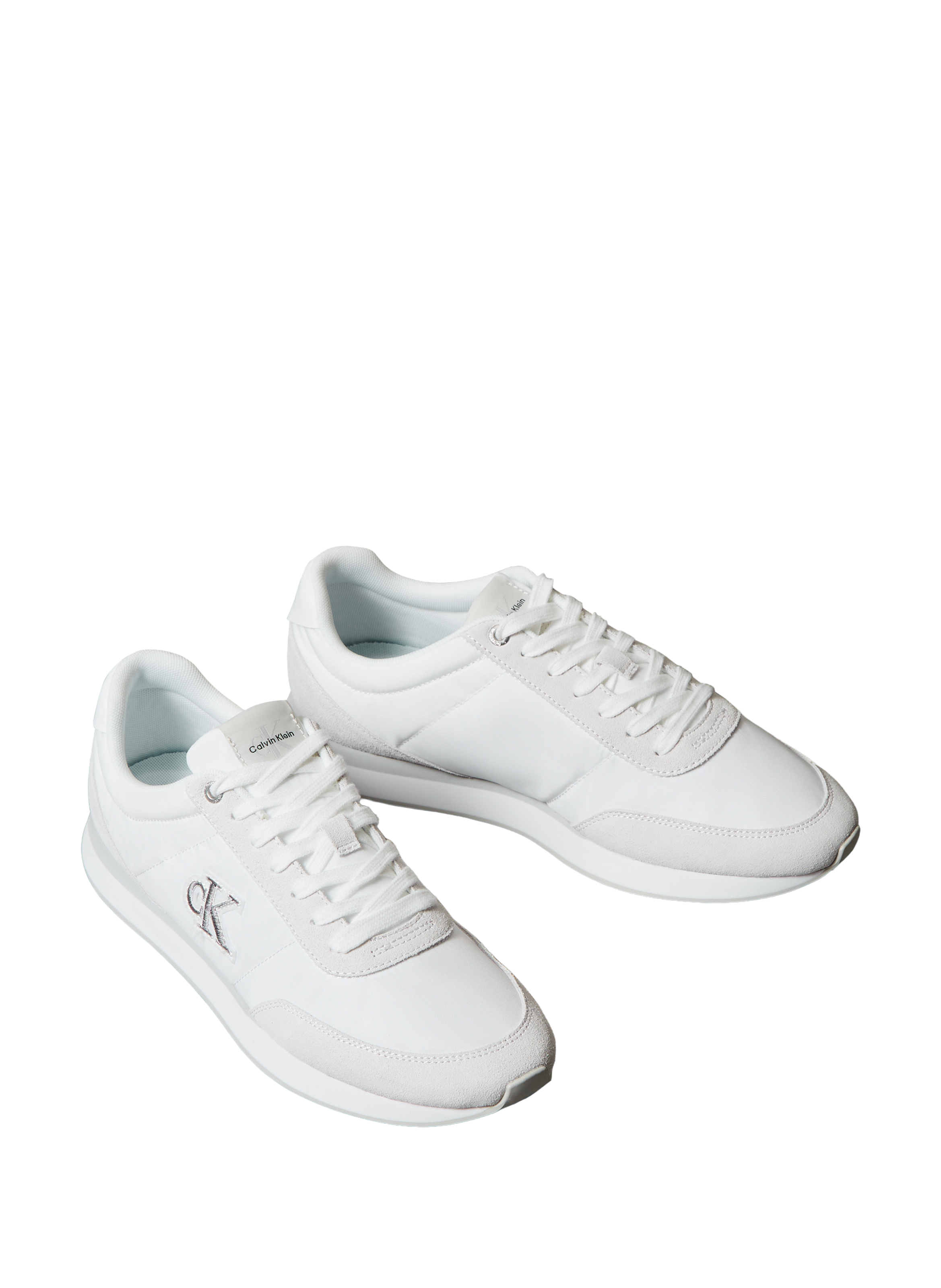 Baskets en daim mélangé avec logo Signature CALVIN KLEIN Blanc