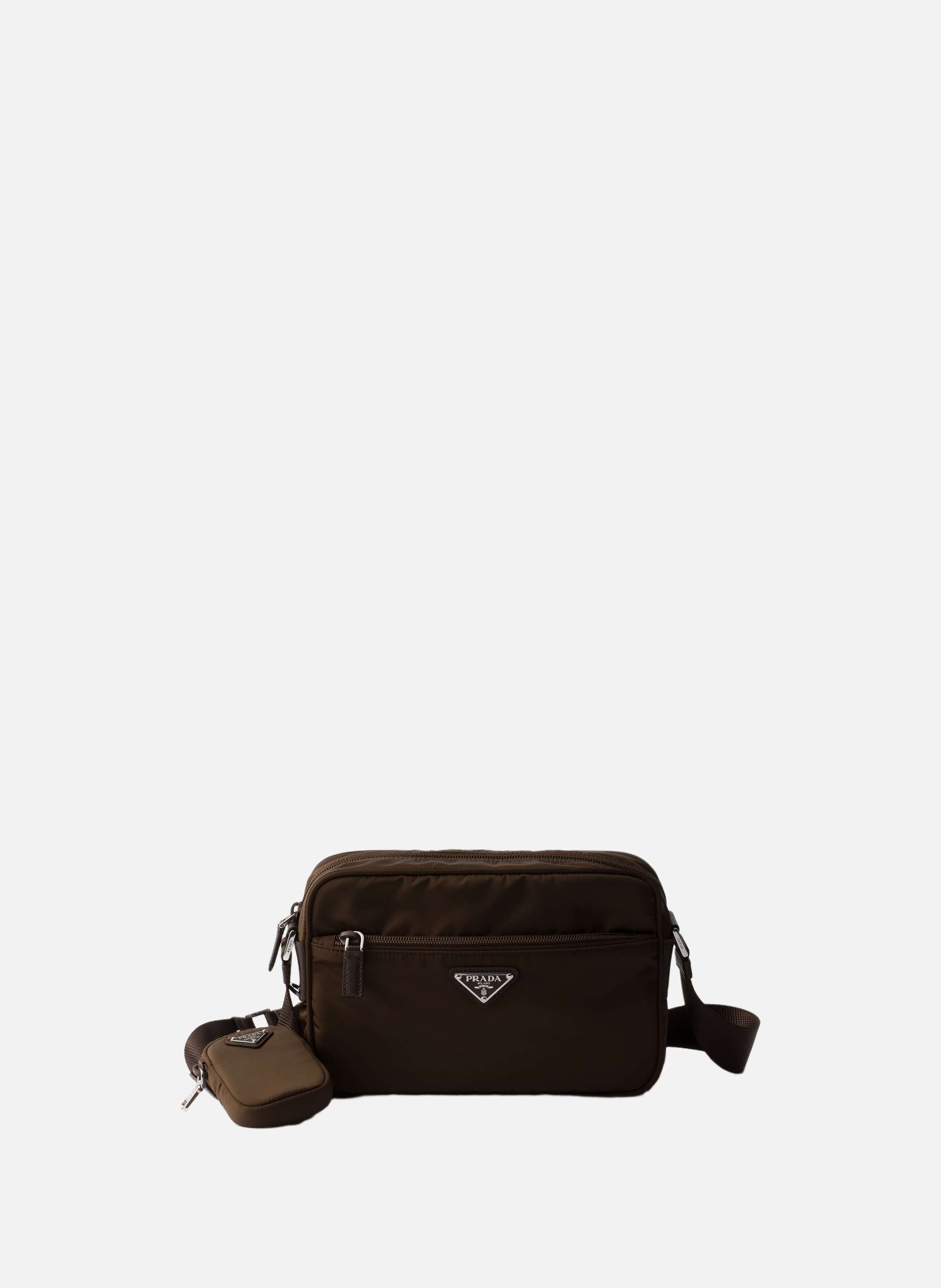 Sac porté épaule en re-nylon PRADA Marron