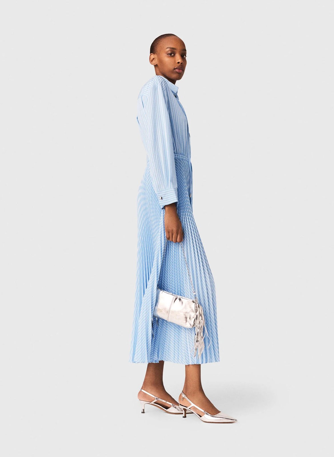 Robe longue plissée MAJE Bleu