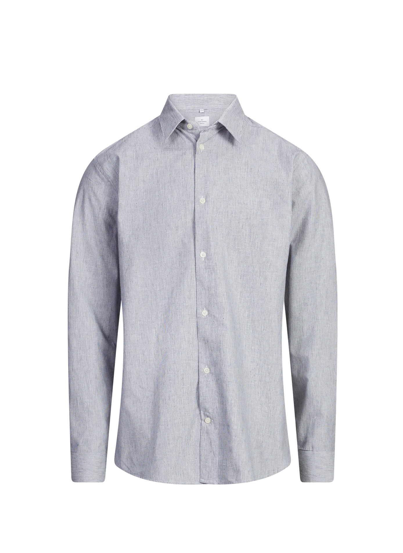 <p>Striped shirt in blended cotton and linen</p> AU PRINTEMPS PARIS Black