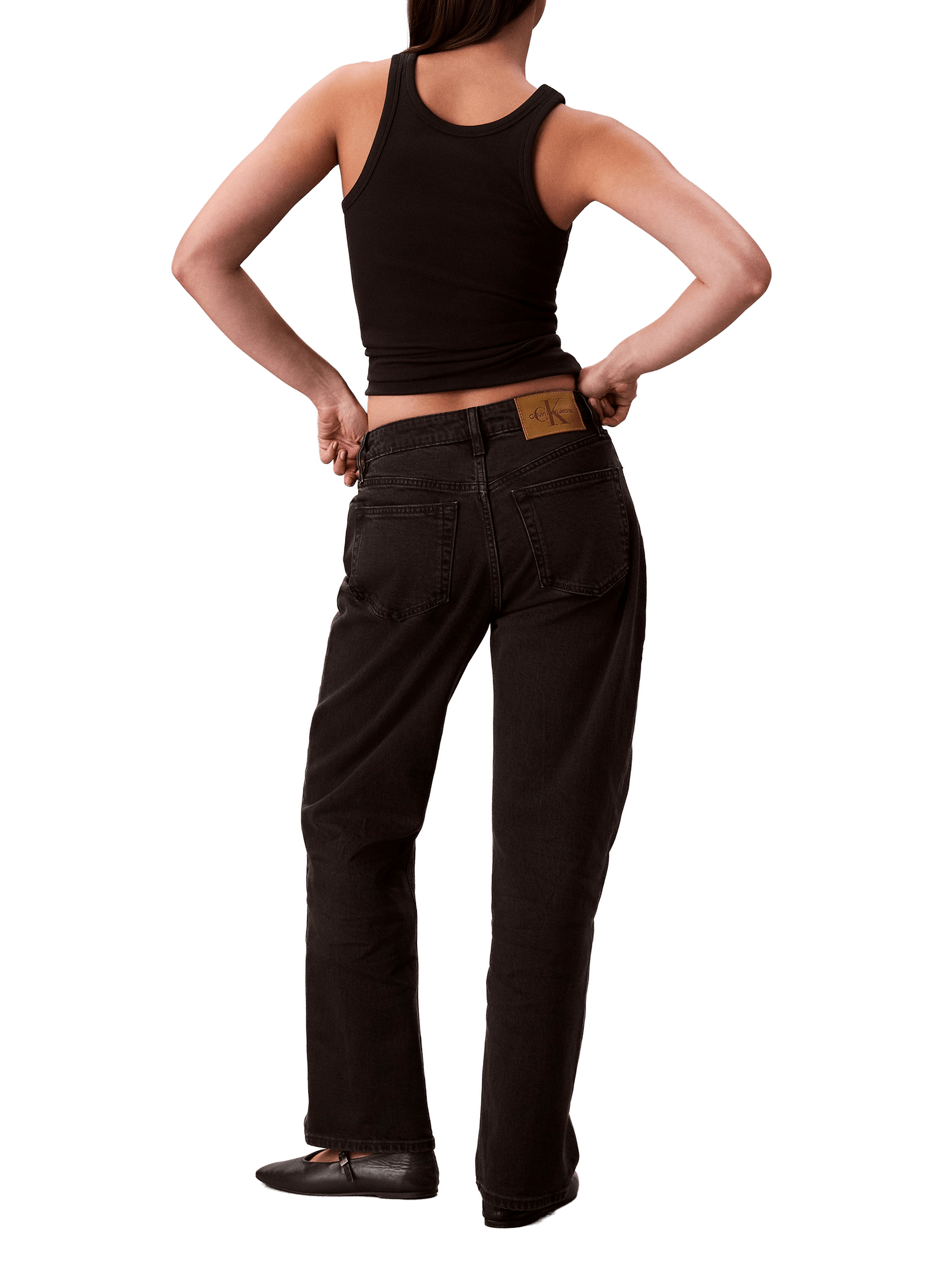 Jean droit en coton mélangé CALVIN KLEIN Noir