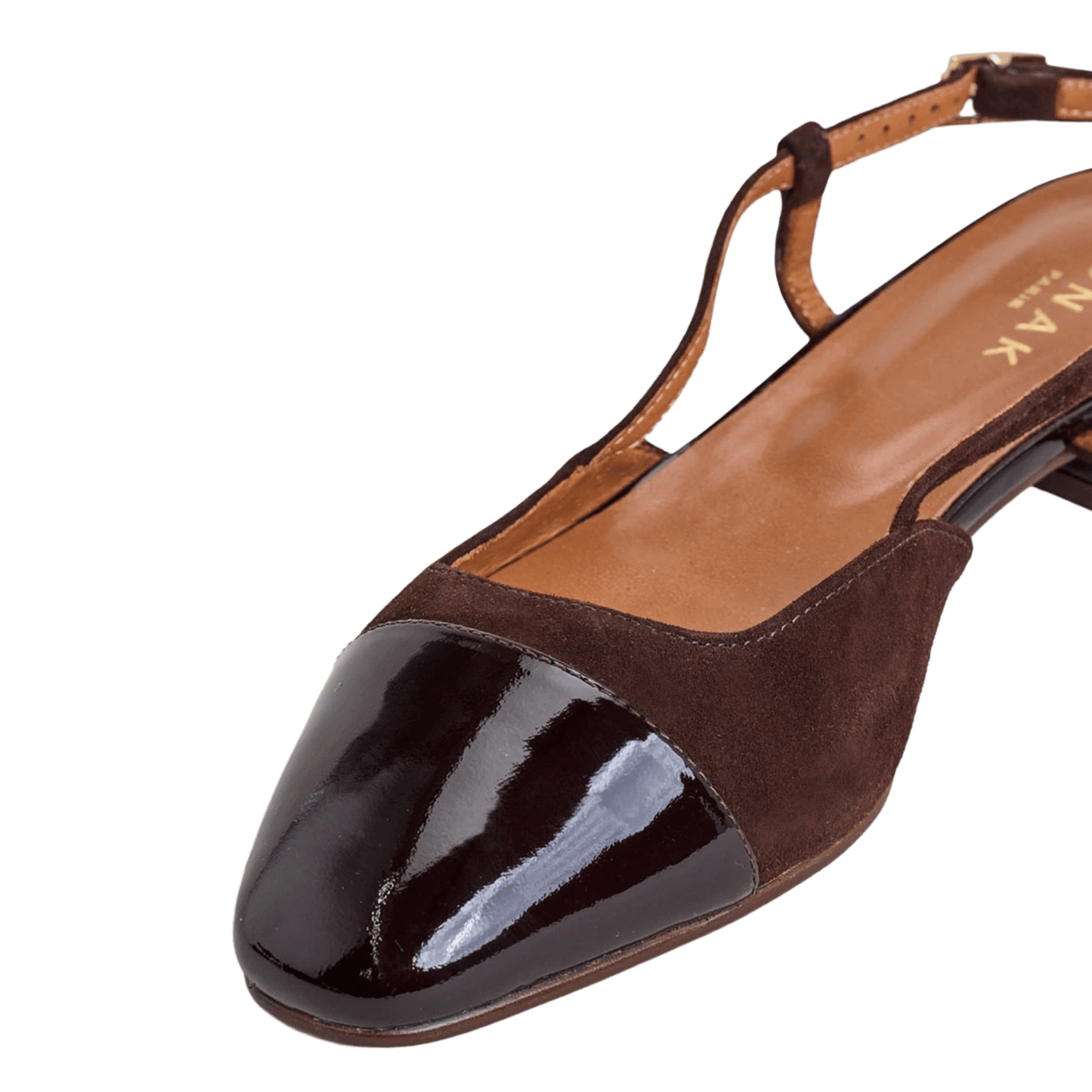 Ballerines en cuir bi-matière dhapou JONAK Marron