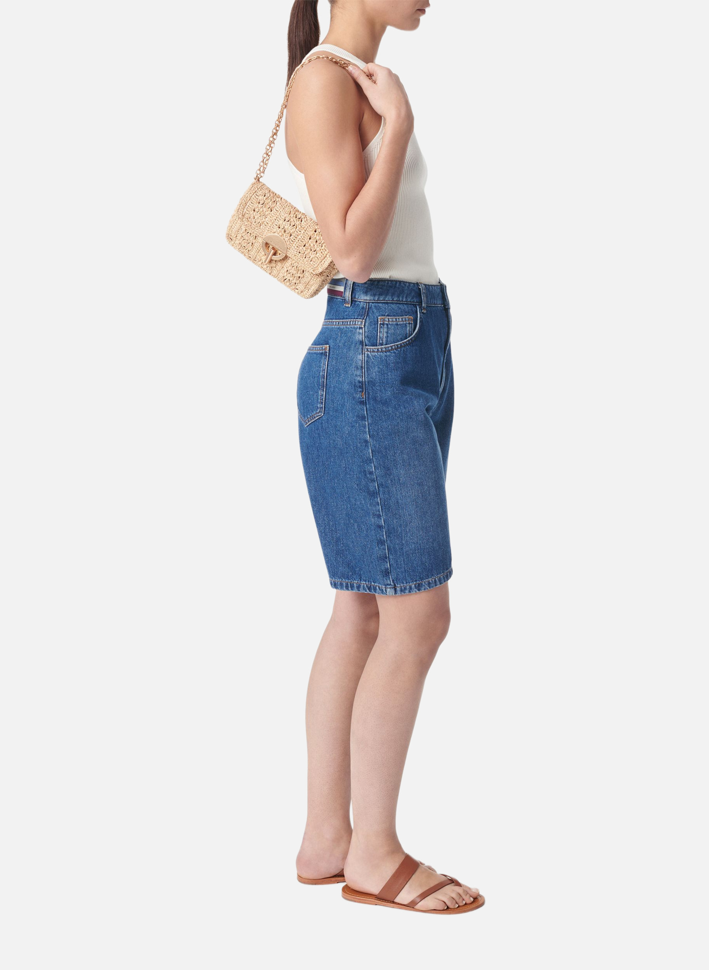 Petit sac moon en raphia VANESSA BRUNO Beige