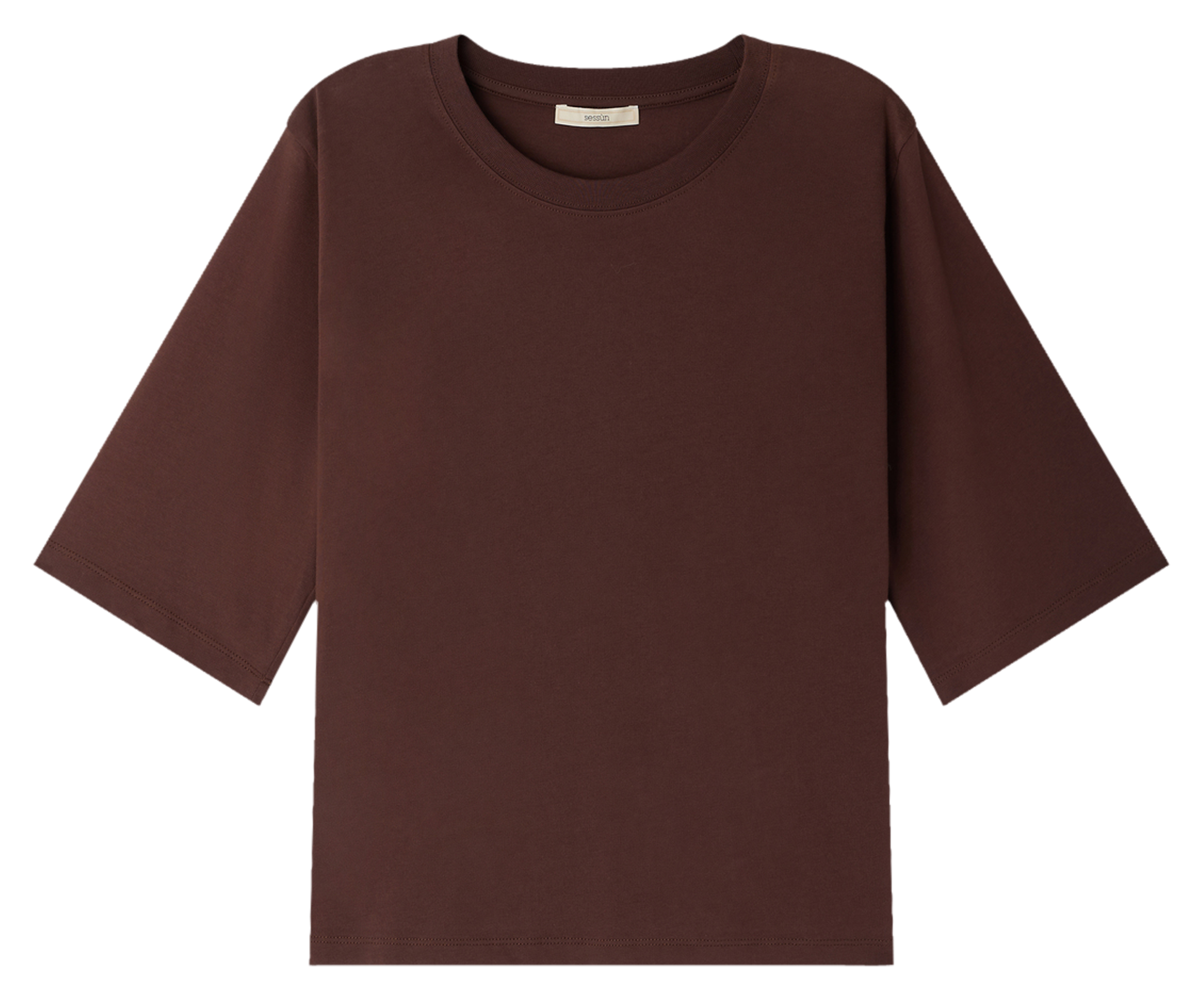 Tee-shirt ample à col rond en coton serge SESSUN Marron