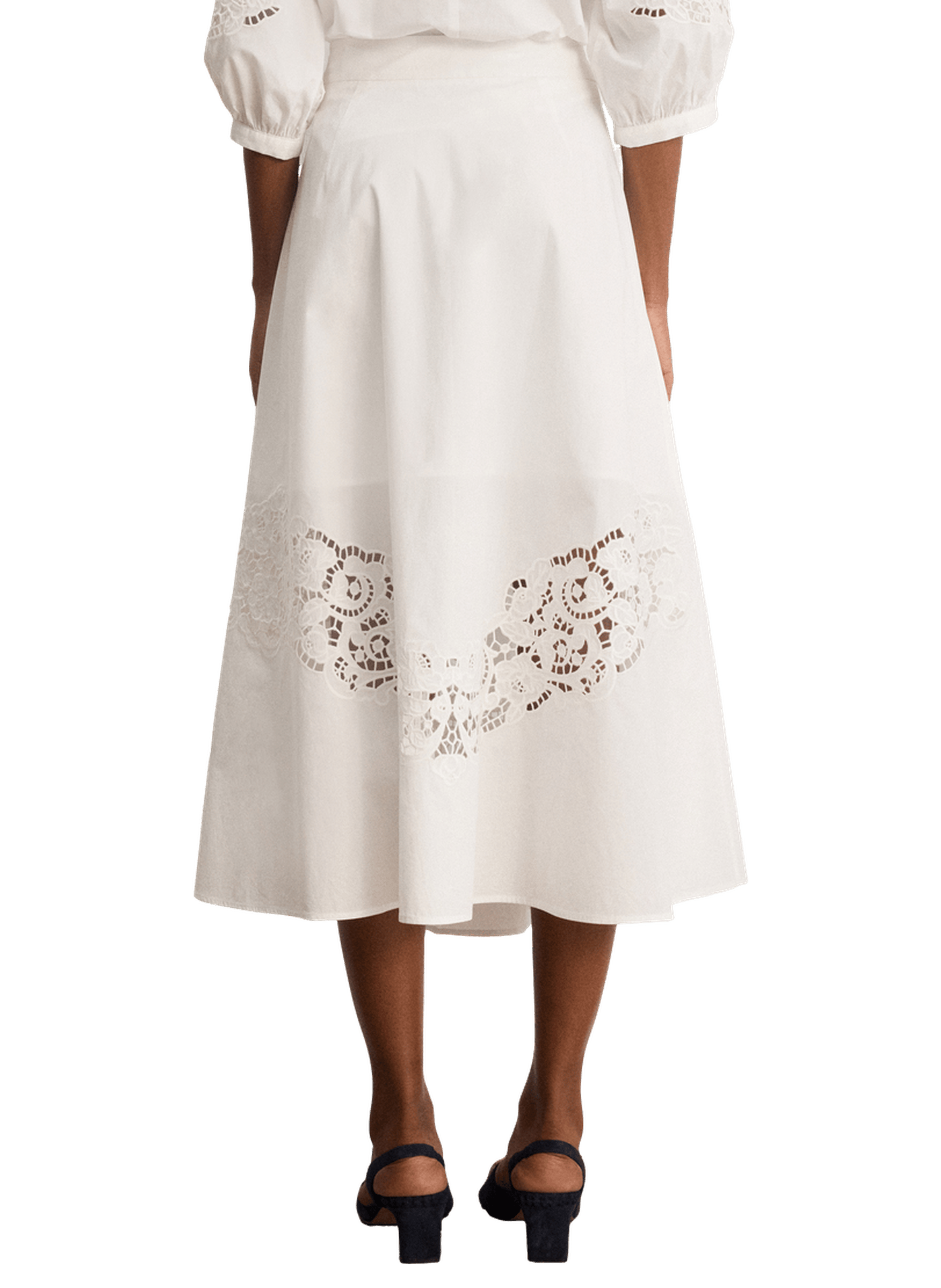 Jupe longue en coton à broderies - naomi PABLO Blanc