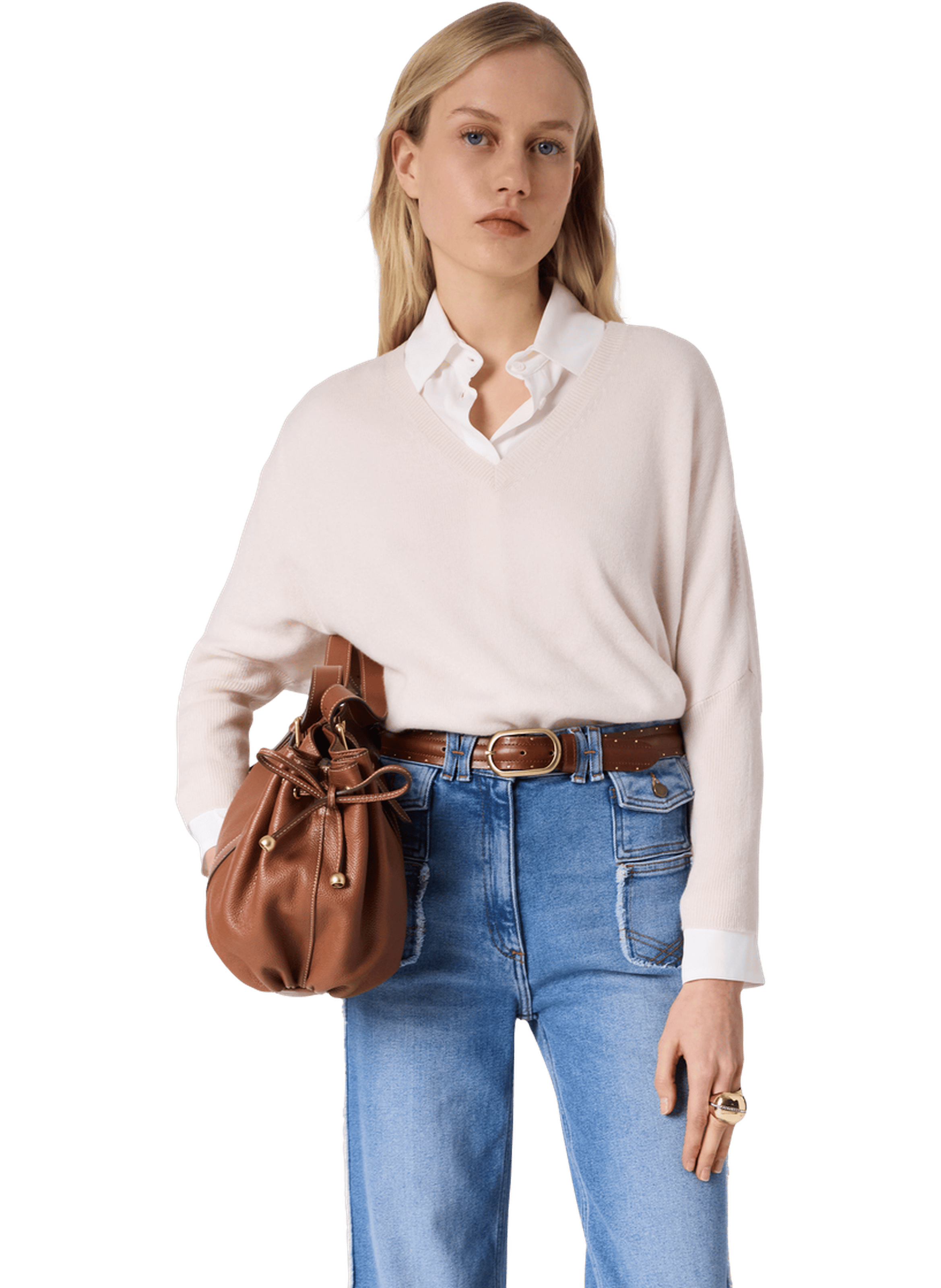 Pull ample à col v en cachemire - lenae GERARD DAREL Beige