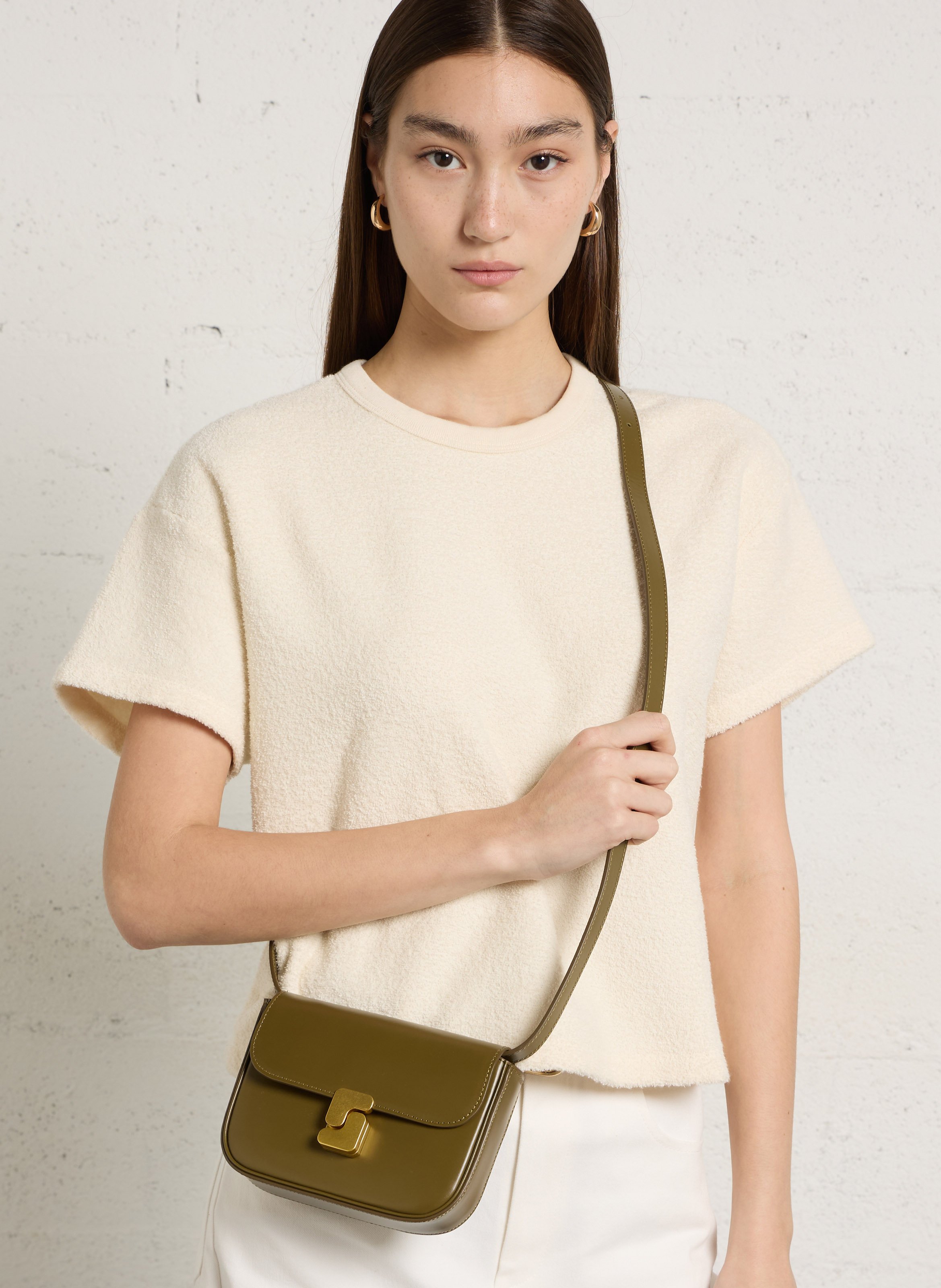 Sac bandoulière en cuir bell SOEUR Kaki