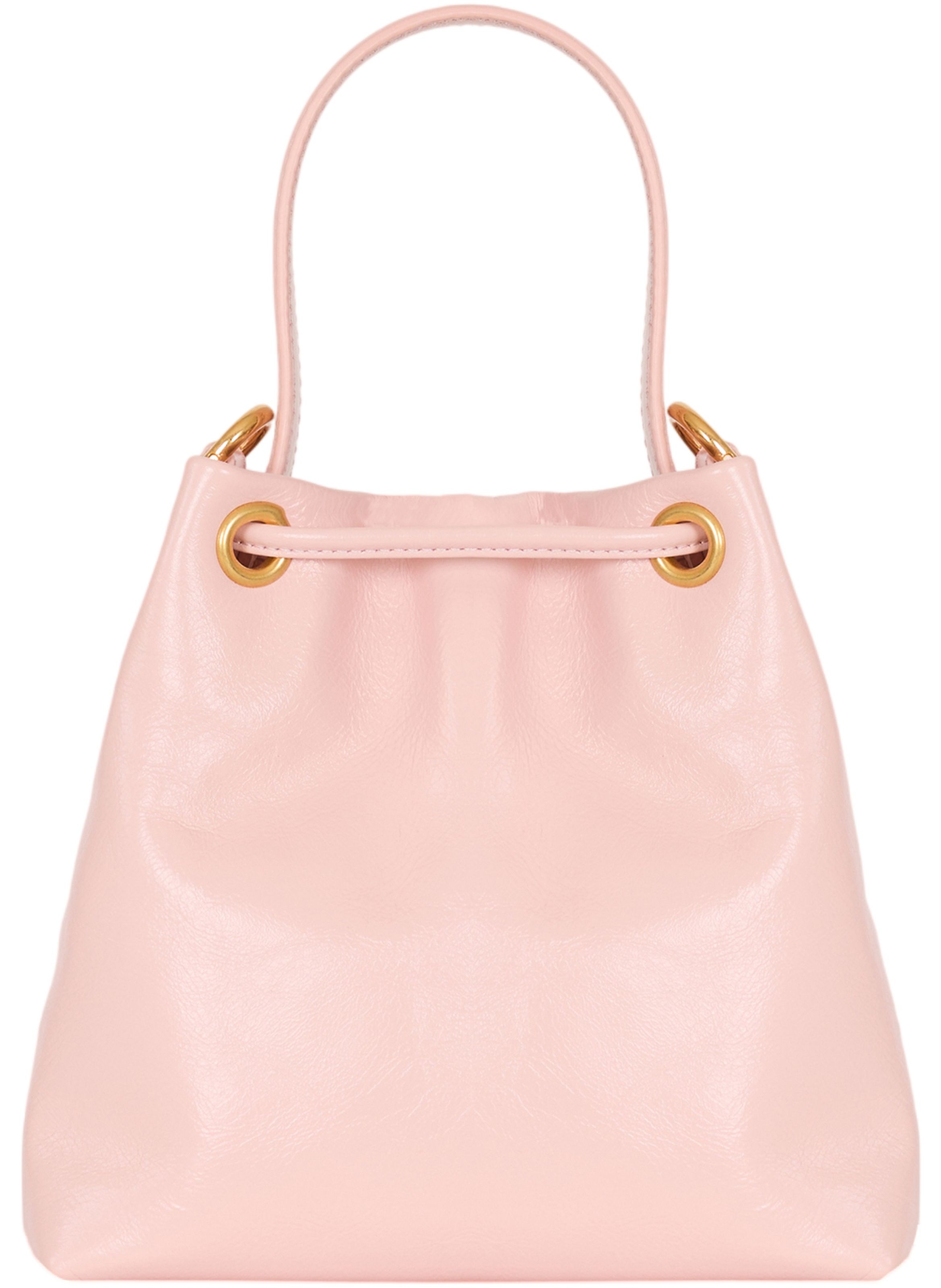 Sac pulse bucket en cuir lisse BALMAIN Rose