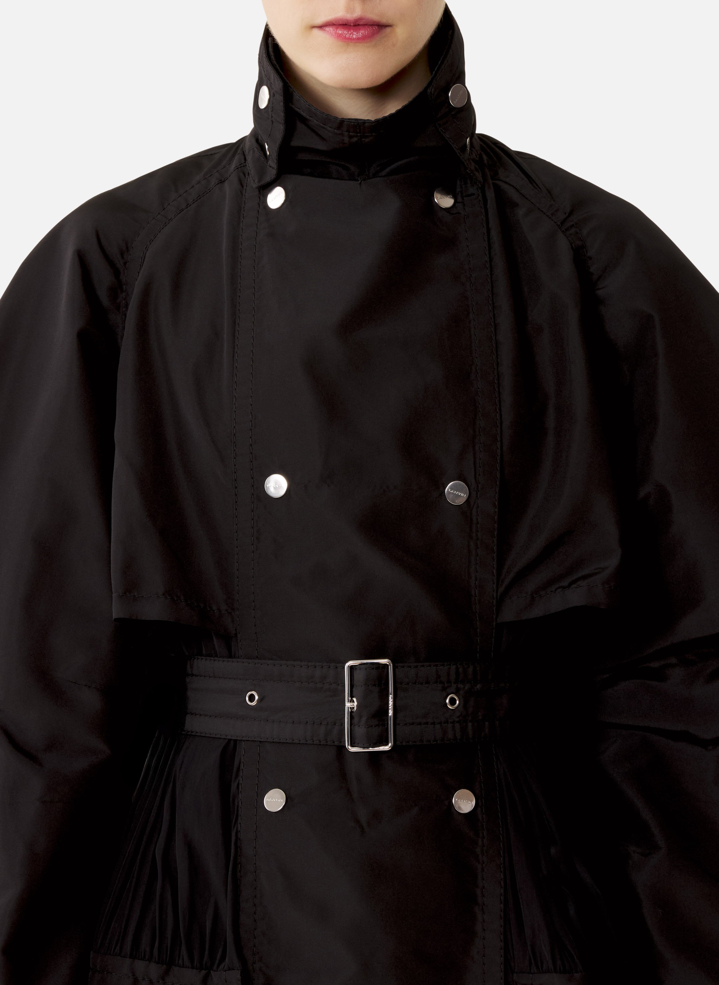 Trench bi-matière en faille de soie et charmeuse LANVIN Noir