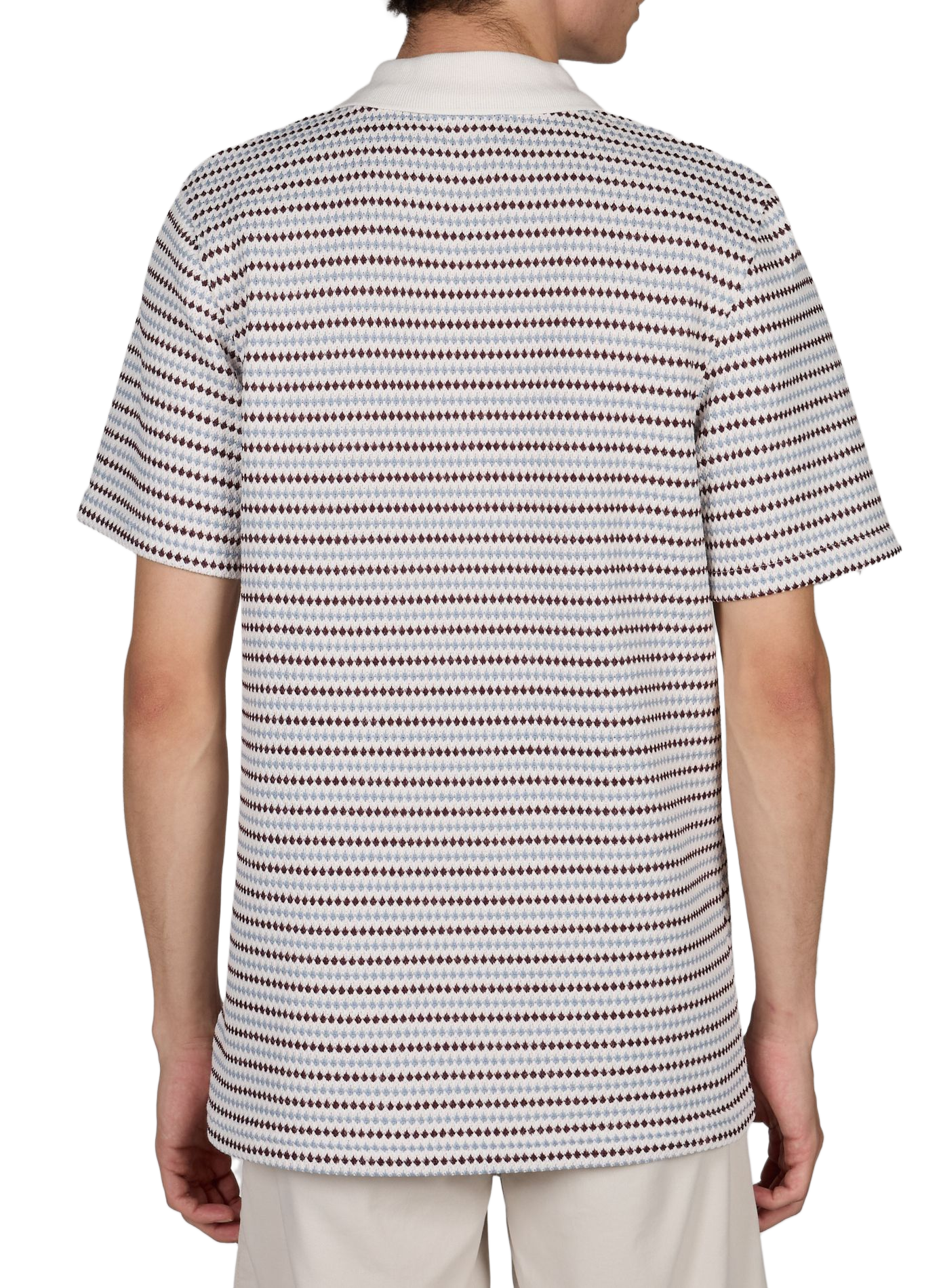 Short-sleeved striped knit polo LES DEUX White