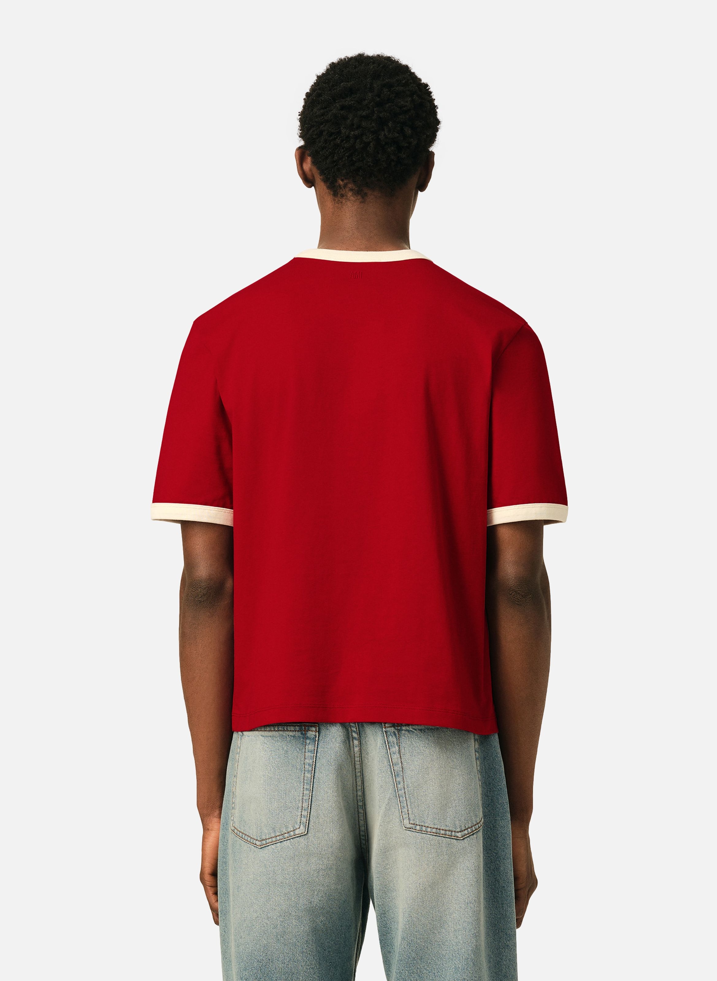 T-shirt contrasté en coton ami de coeur AMI PARIS Rouge