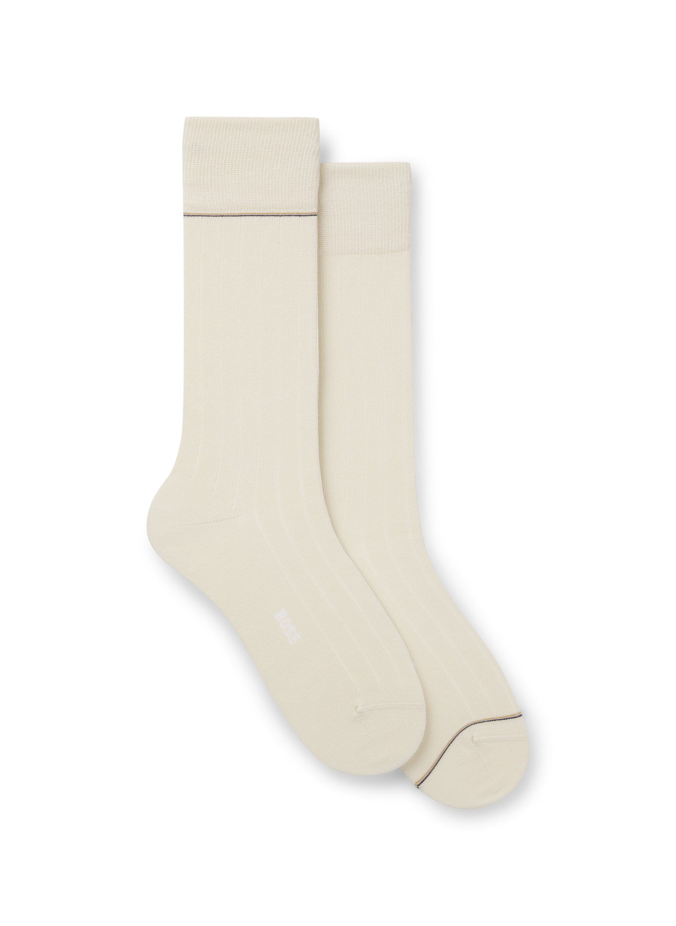 Mid-calf socks with embroidered trim in blended cotton BOSS White