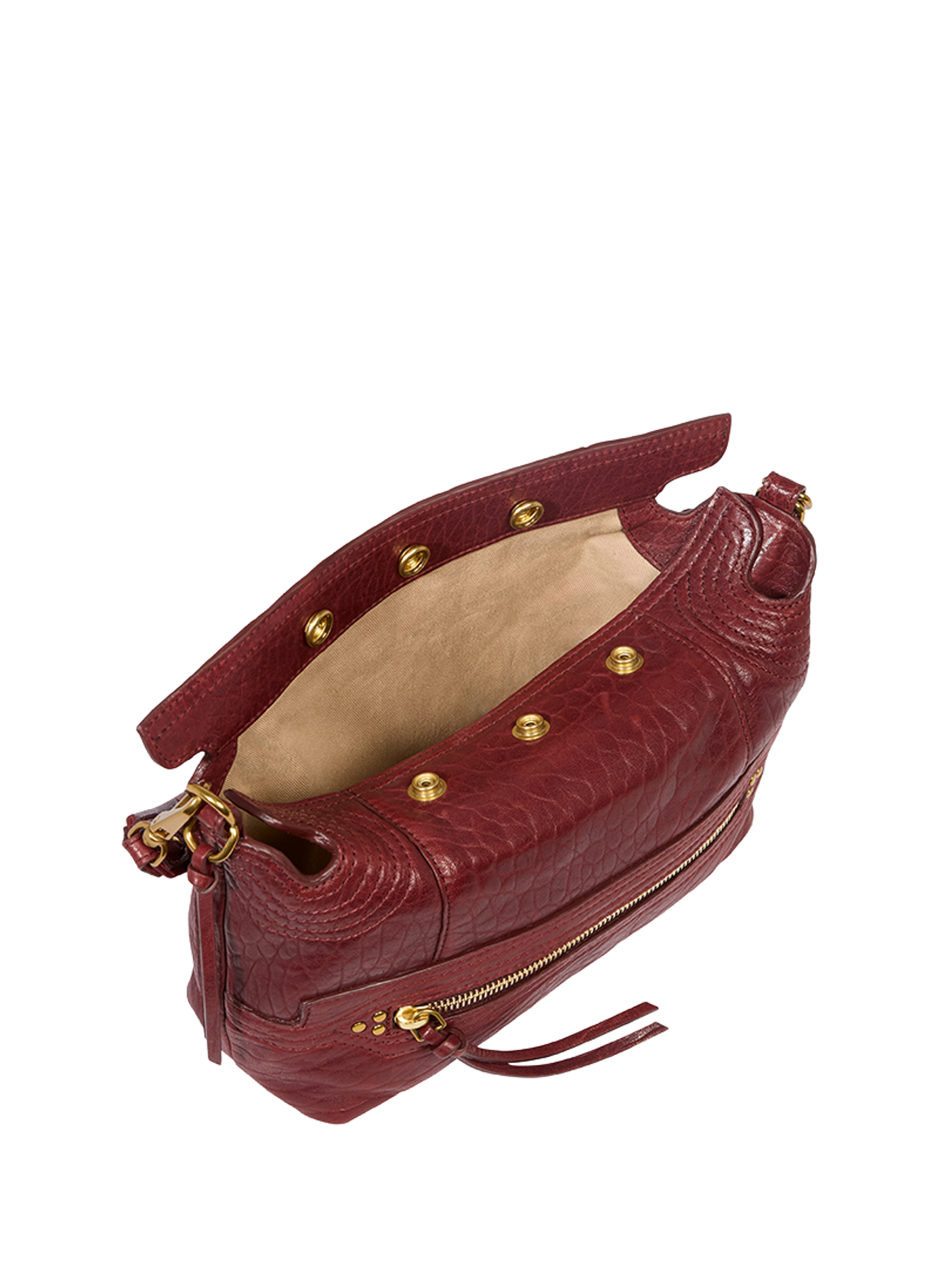 Sac Lucky Hobo Small en cuir d'agneau JÉRÔME DREYFUSS Rouge